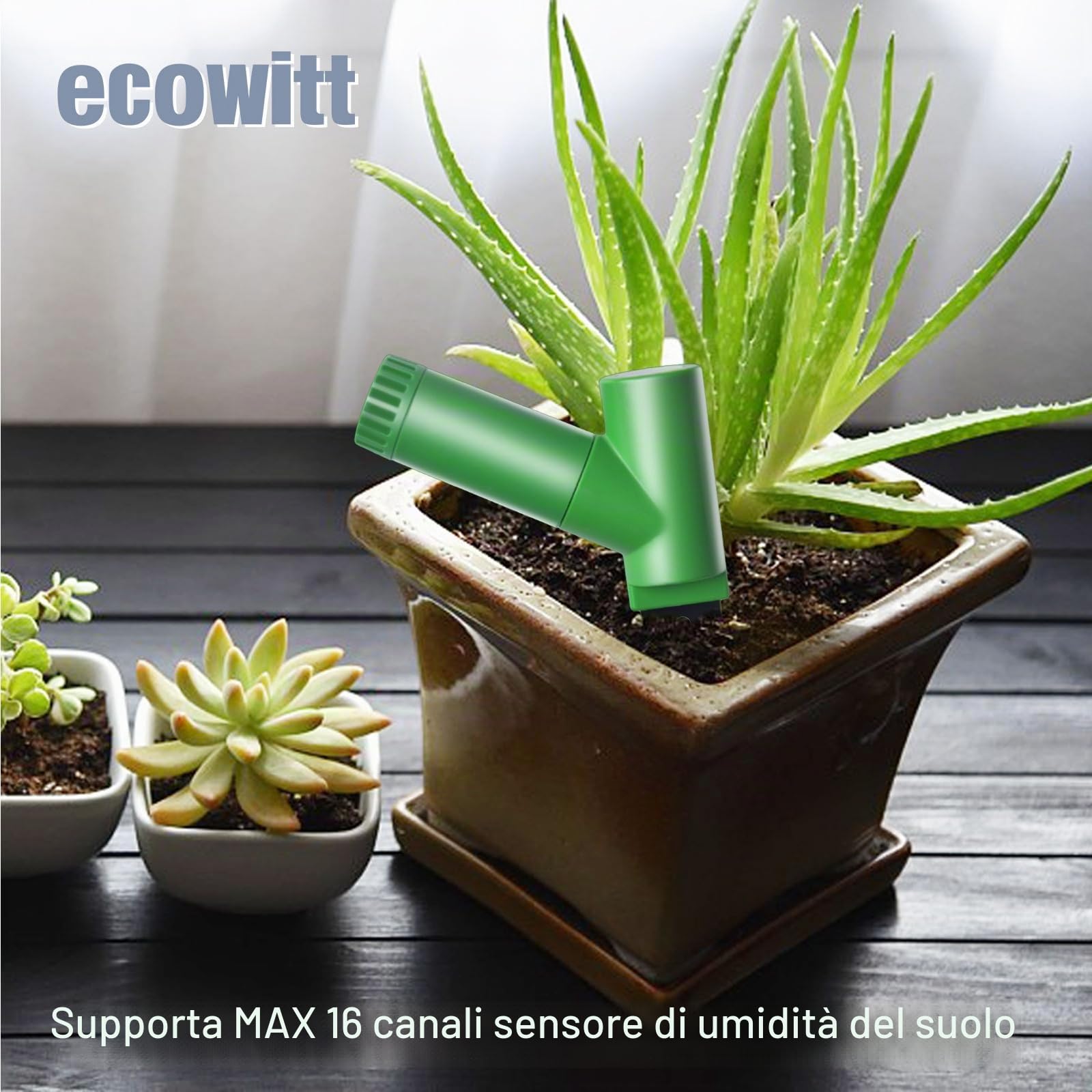 Ecowitt WH51 Sensore di umidità del terreno senza fili, monitor dell'acqua delle piante, igrometro del terreno con avviso via e-mail, solo accessorio, non può essere usato da solo