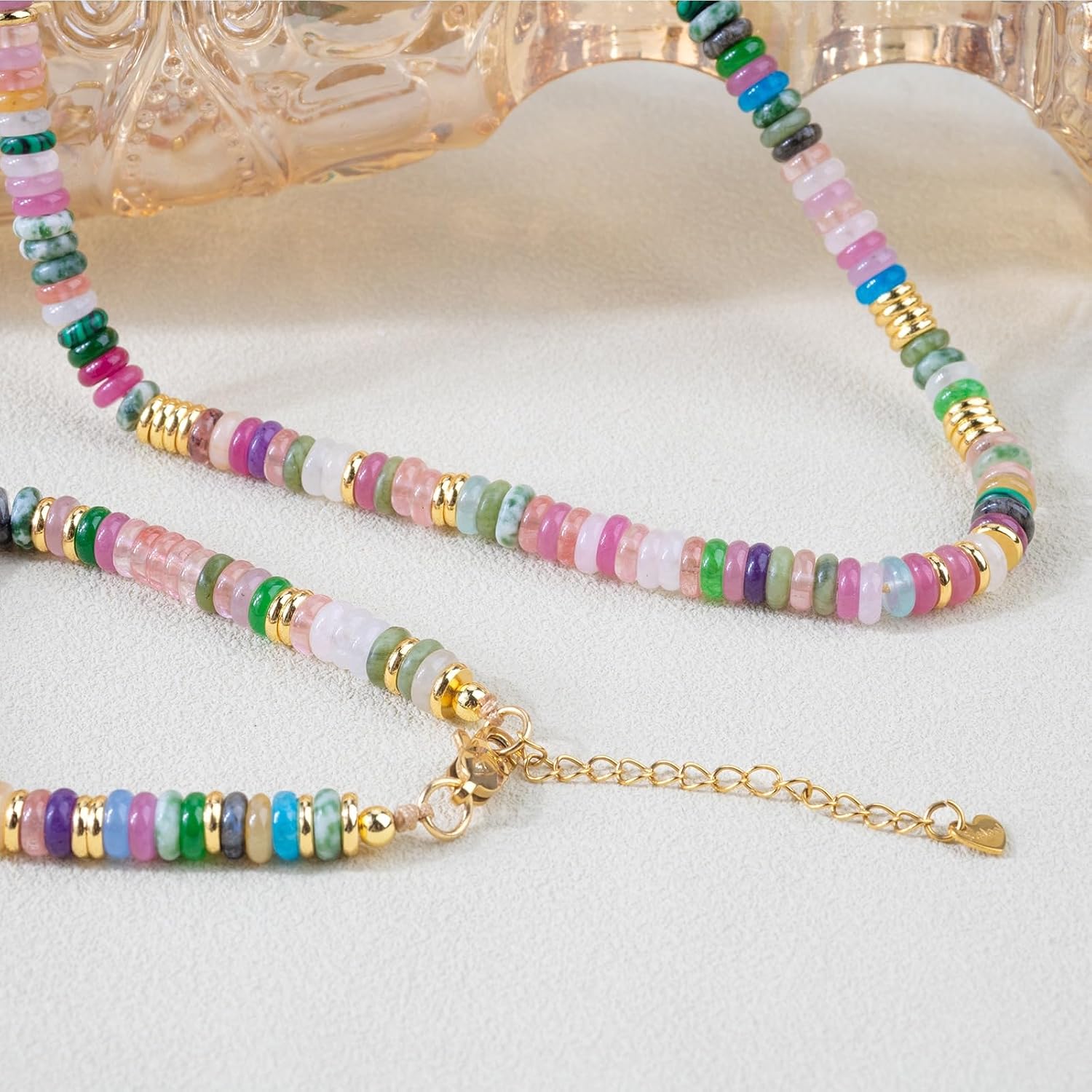 Boho Beaded Choker Necklace & Turquoise Bracelet Set for Women, Natural Stone Jewelry, Handmade Surfer Beach Summer Gifts for Her