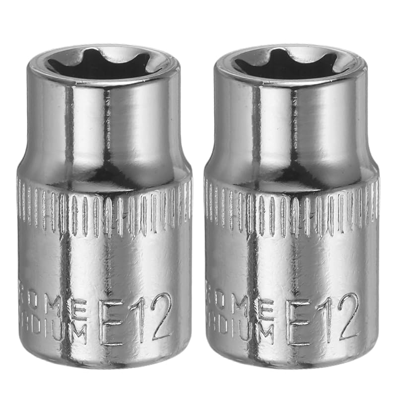 HARFINGTON Soquete E-Torx E12 com encaixe de 3/8 pol., 30 mm, 6 pontas, em aço cromo-vanádio, 2 peças