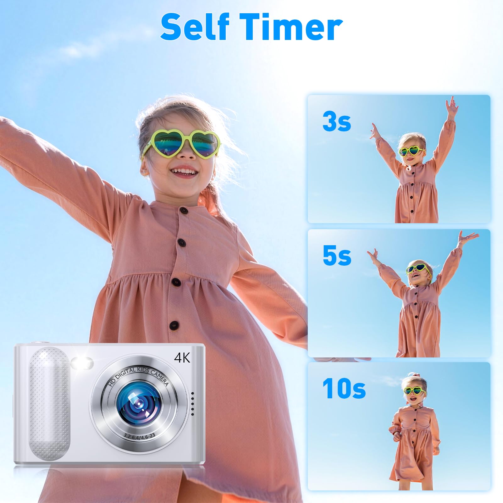 Fotocamera digitale, fotocamera digitale economica 1080p, 48 MP, fotocamere digitali per punti e riprese con doppio obiettivo, luce di riempimento e scheda SD da 32 GB, fotocamera per bambini per