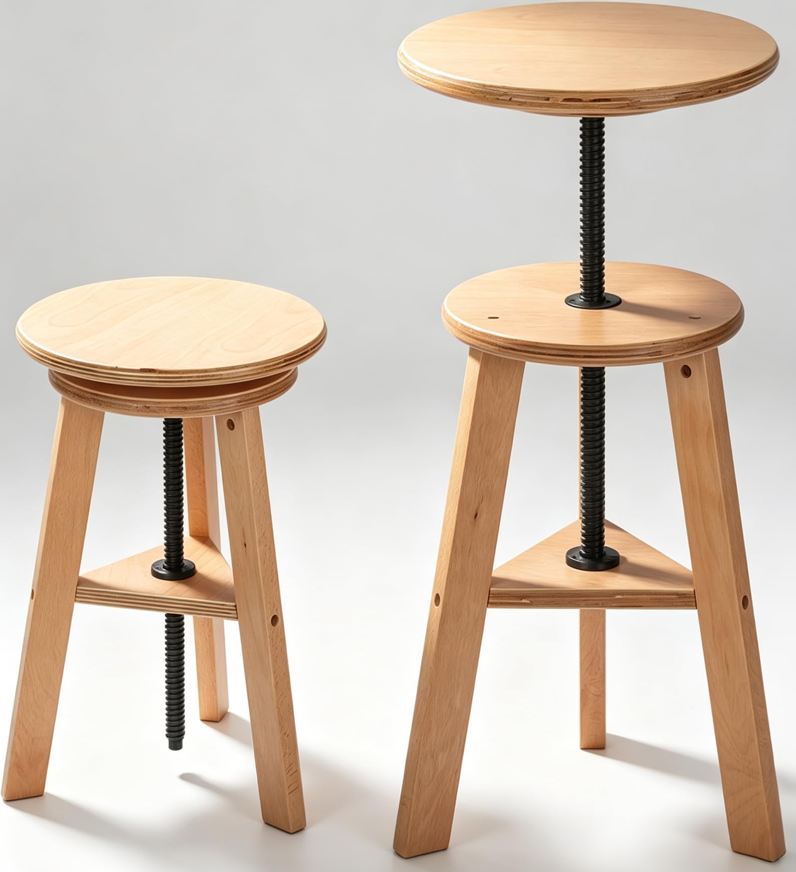 48-65 cm Malhocker Holz Zeichenhocker Ø 30cm Rund Holzhocker