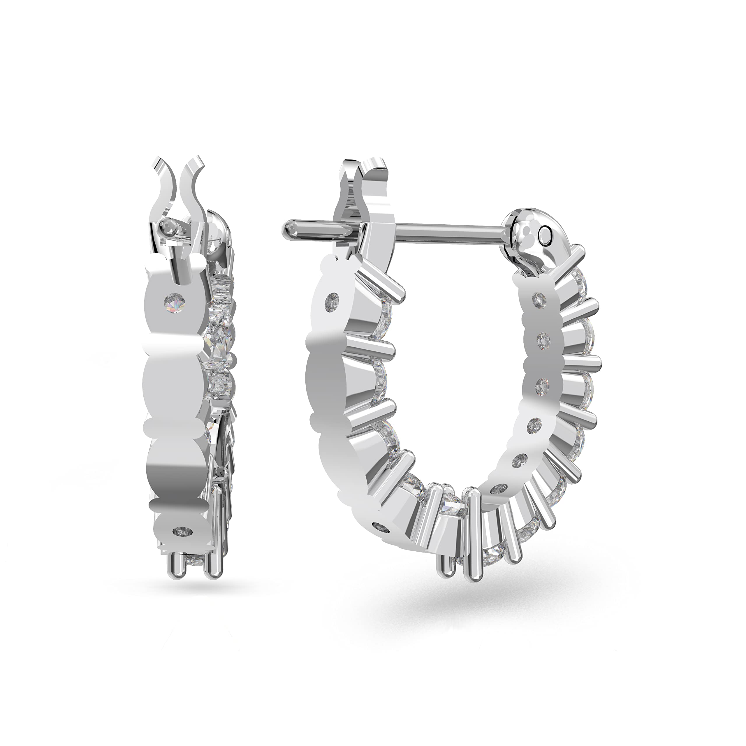 Swarovski Orecchini a cerchio Vittore, Bianco, Placcato rodio & Orecchini a cerchio Stone, Pavé, Piccoli, Bianchi, Placcato rodio