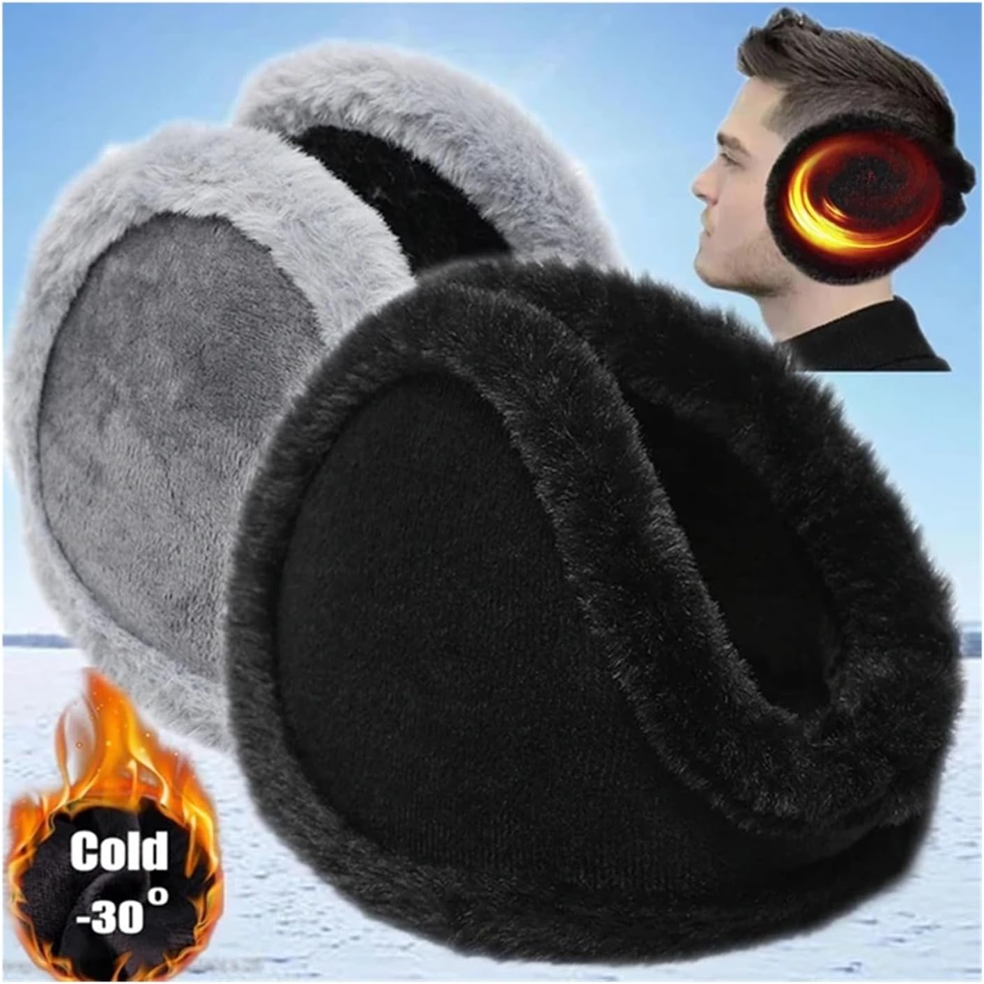 Men's Thick Plush Fleece Earmuffs for Winter Outdoor Cycling and Skiing (Style 2, Brown)