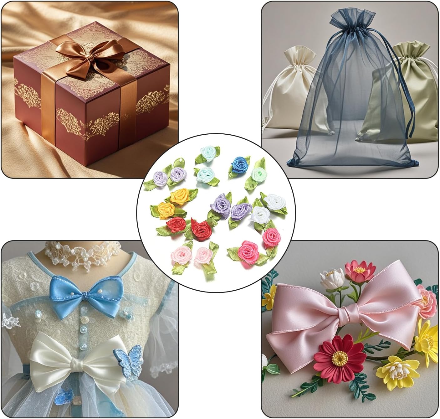 100 ornamenti floreali fai da te, fiori in tessuto da cucire in miniatura multifunzionale in 14 colori, per vestiti, cappelli, borse, scarpe, decorazioni fai da te 15 71S8gQrSv5L. AC SL1500