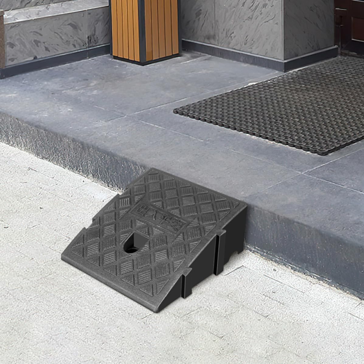 2 Piezas Rampa de Entrada de Plástico Negro para Sillas de Ruedas