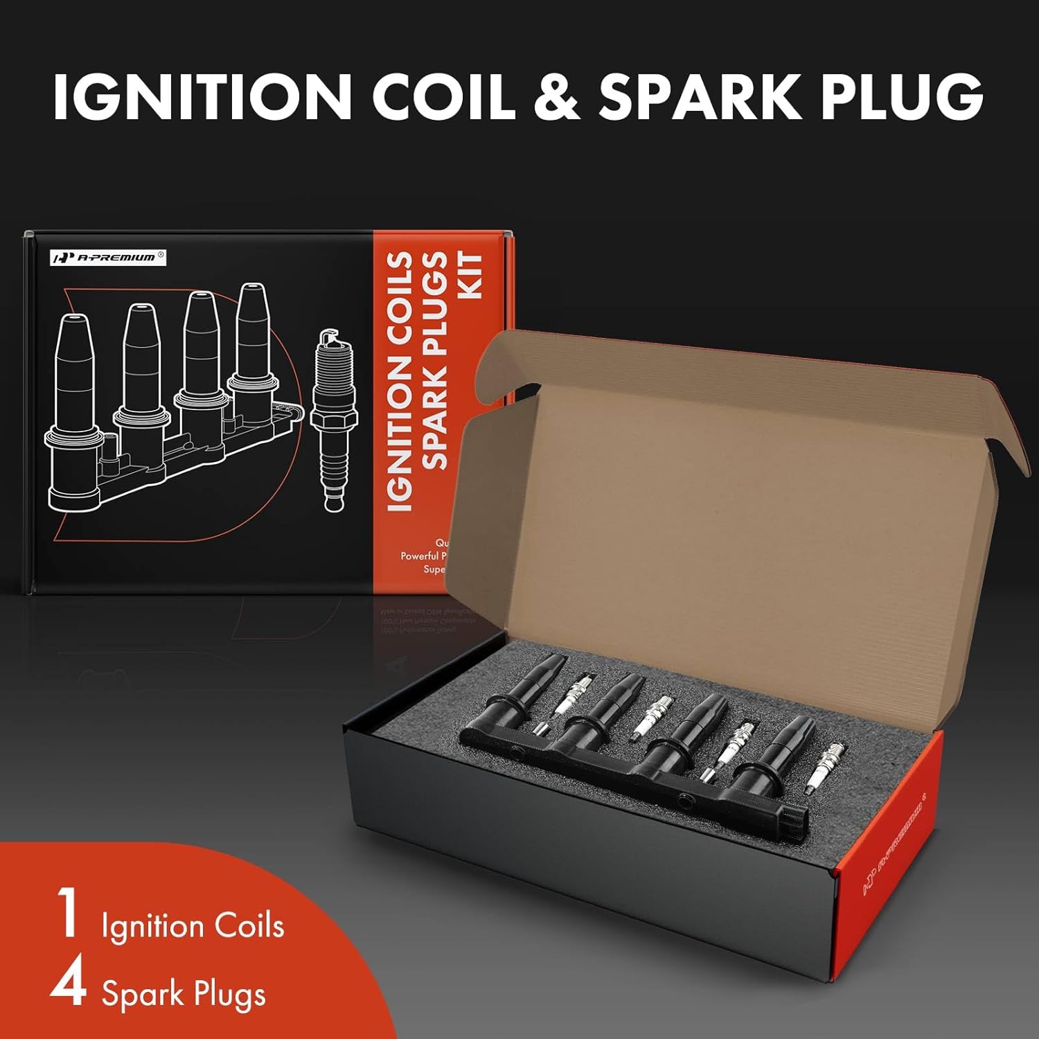 A-Premium 1x Ignition Coil Pack and 4x Iridium Spark Plugs Compatible with Chevrolet Aveo 2009-2011, Aveo5 2009-2011 & Suzuki Suzuki+ 2009 & Pontiac G3 2009-2010, G3 Wave 2009, 1.6L