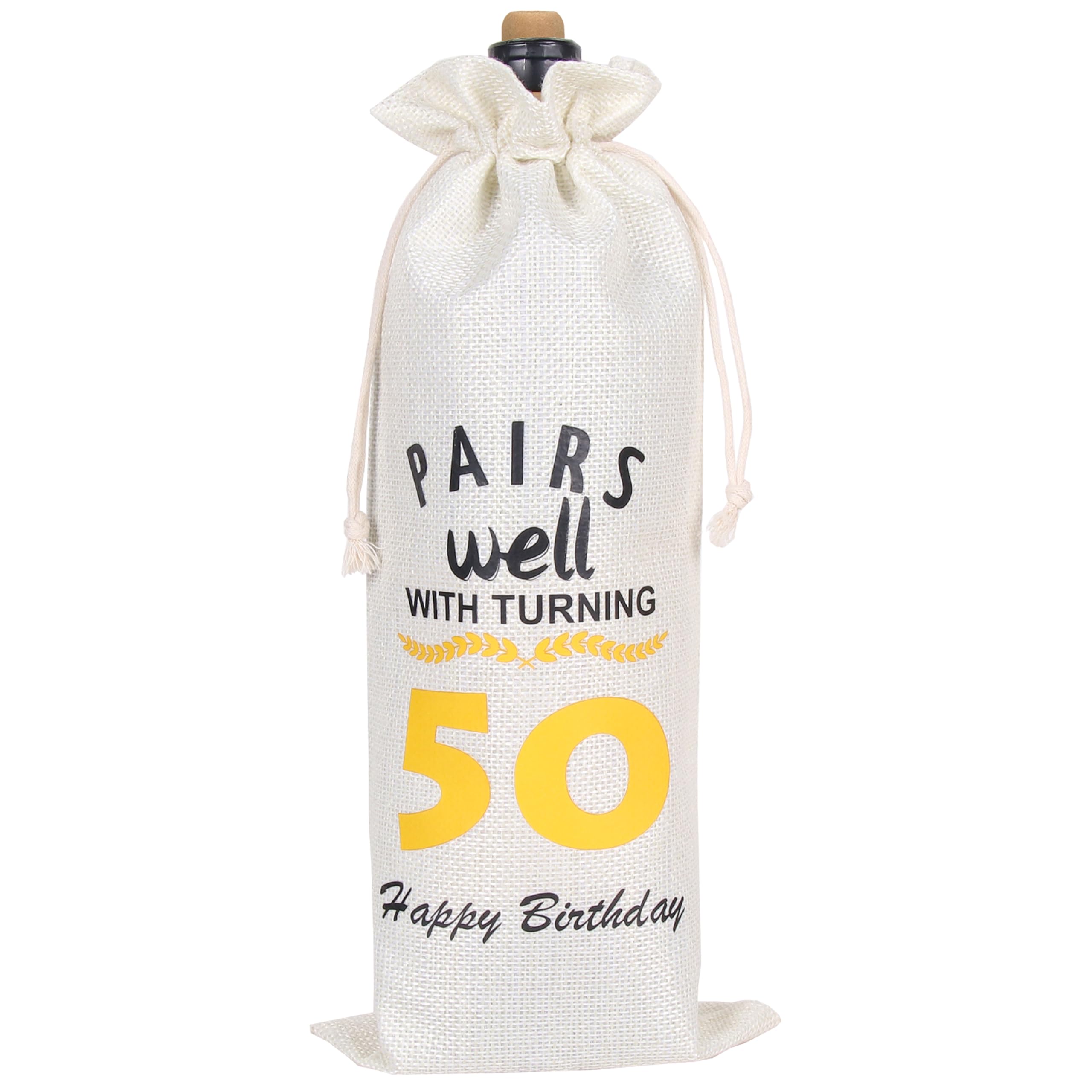 50th Birthday Gift Bag Ideas for Men Women, 50 Years Old Birthday Party Decoration Wine Bag Gifts, Pairs Well with Turning 50, 1975 Wine Bag, Happy