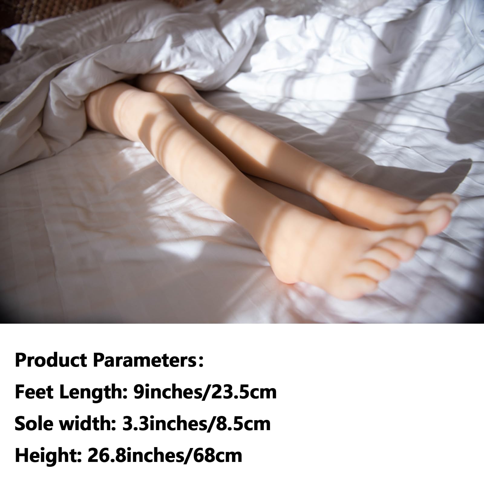 WYDDDARY 1 Pair Silicone Female Leg Model 2Pcs US Size 6 Lifelike Silicone Female Long Legs Feet Mannequin for Shoes Socks Display Feet Leg Model