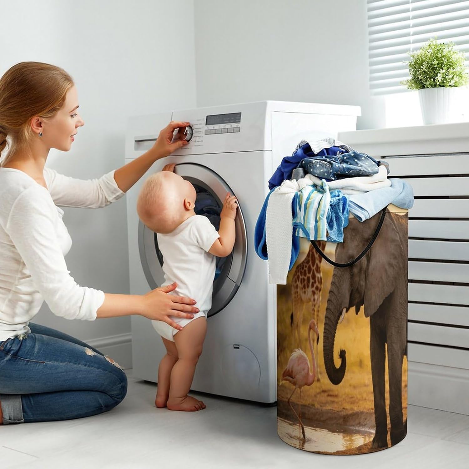 Golden Waterfront Laundry Hamper 86L Waterproof Collapsible Clothes Basket with Double Handles Freestanding Foldable Laundry Basket Large Clothes Hamper for Bathroom