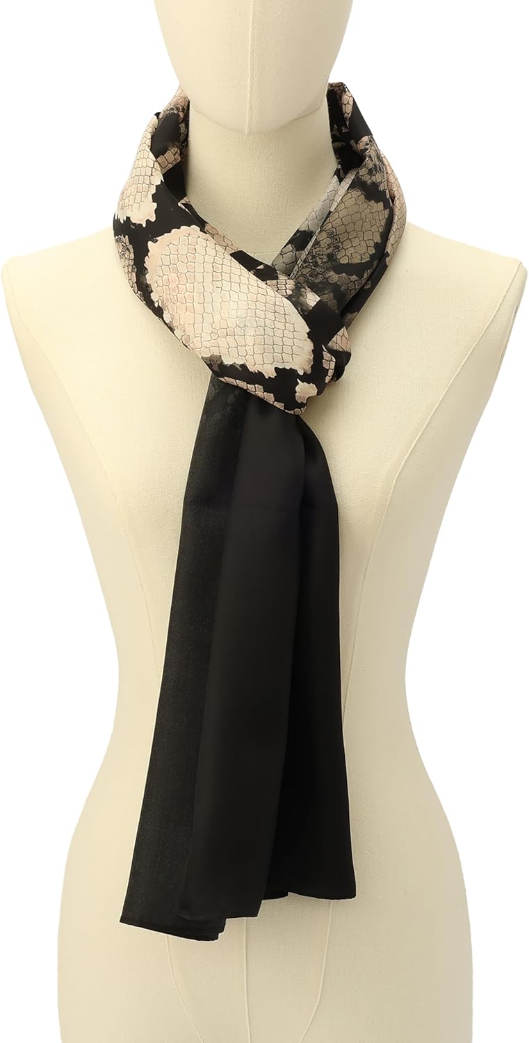 AllSaints womens Flow Large Hair Scarf, Silk Accessory Snake Print Pattern, Lightweight Fabric - Image 2