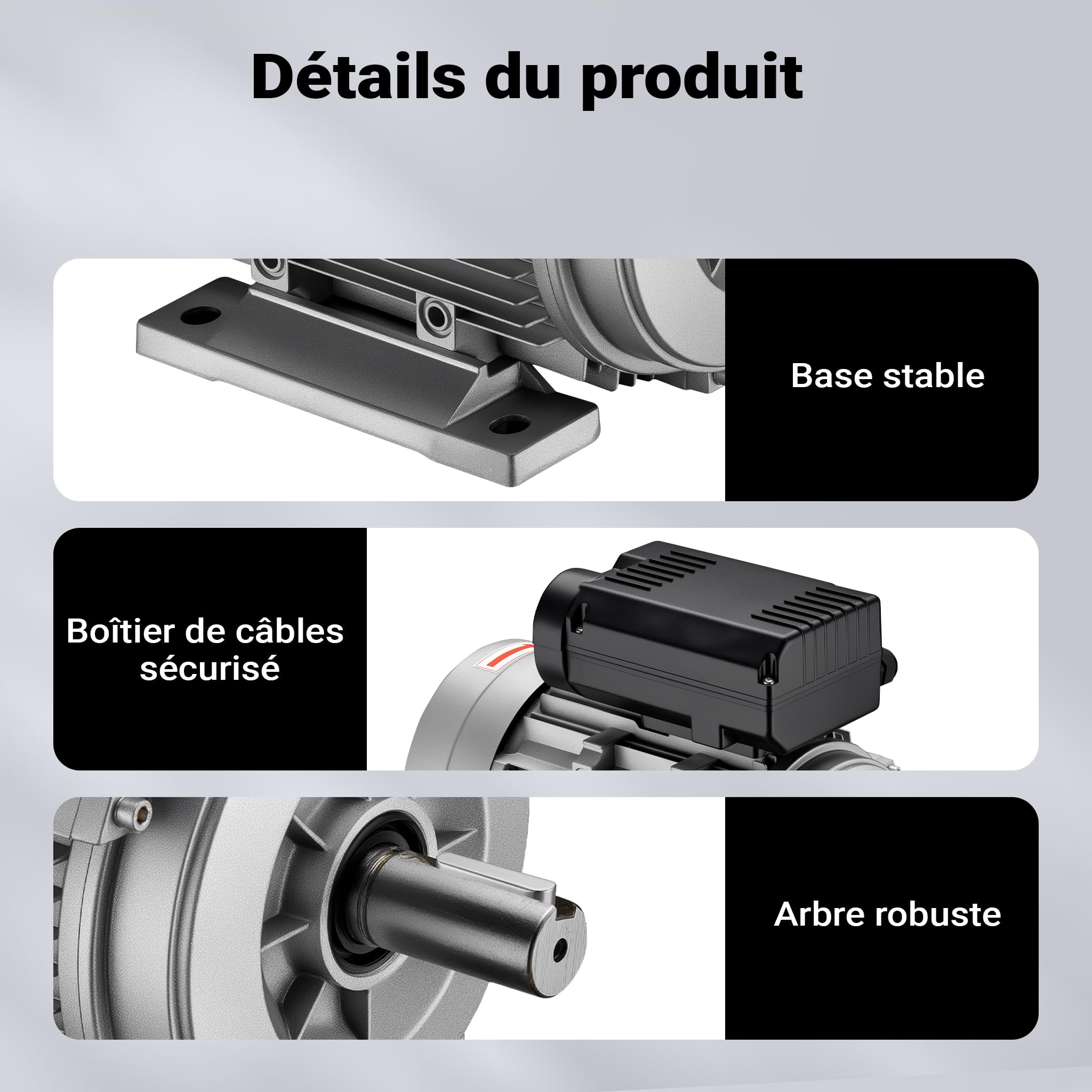 Wiltec Moteur électrique monophasé 2 pôles – 230 V, 2,2 kW (3 CV), 2850 tr/min – avec Condensateur de démarrage et Bobinage en aluminium – Moteur asynchrone