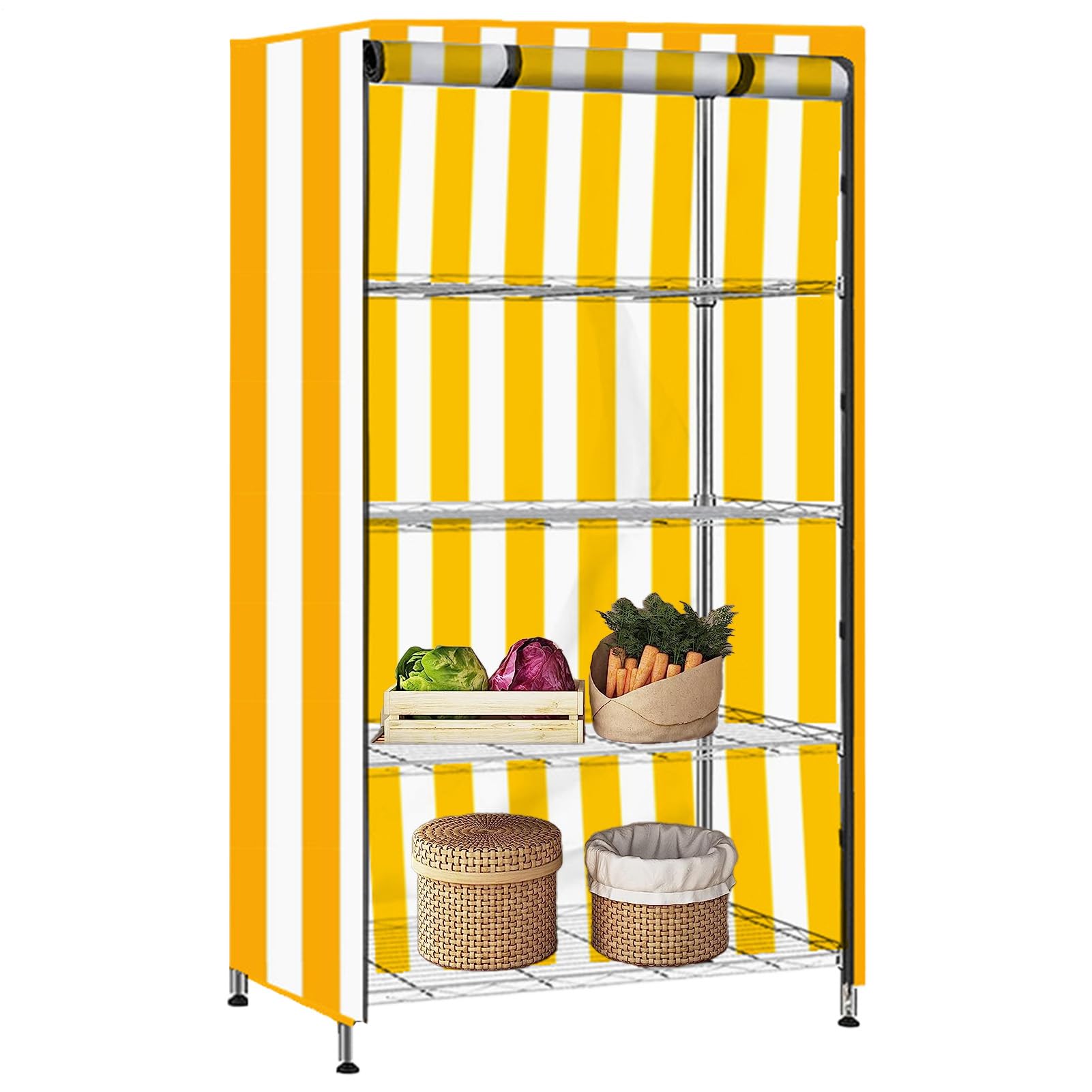 Copertura per scaffale, protezione compatta per mensole, 80 x 45 x 180 cm, antipolvere, impermeabile, resistente, copertura per armadi per dispensa, cucina all'aperto, organizzazione interna del