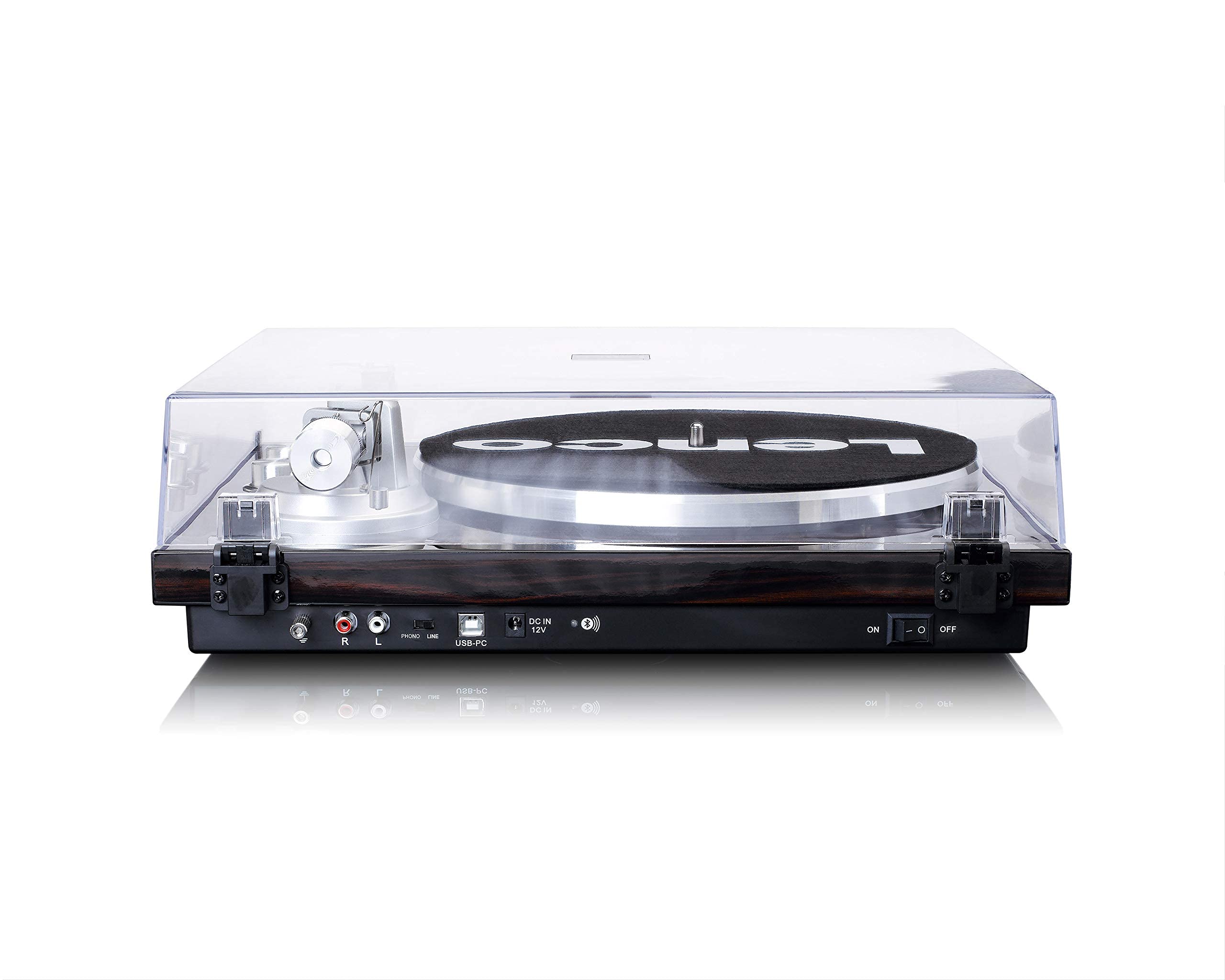 Lenco Giradischi LBT-188 - Bluetooth - Trasmissione a cinghia - 2 velocità 33 e 45 giri - Anti-Skating - Digitalizza vinile in MP3 - Marrone scuro, LBT-188 WA, Noce