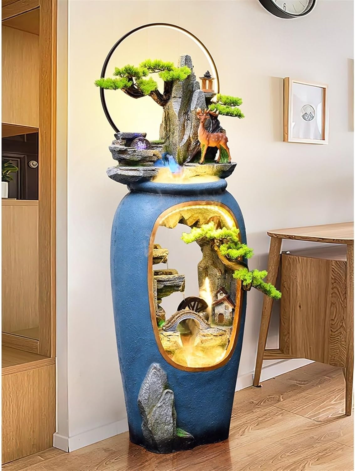 Modern Chinese Water Fountain, Living Room Courtyard Floor Decoration, Garden Office Decoration Floor-Standing Fountains