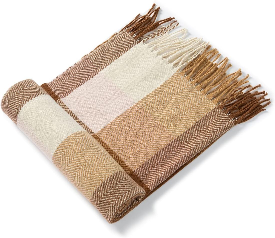 Villand Women's Wool Scarf - Cashmere Feel Winter Checked Scarves for Women, Large Soft Thick Shawls and Wraps with Gift Box - Image 3