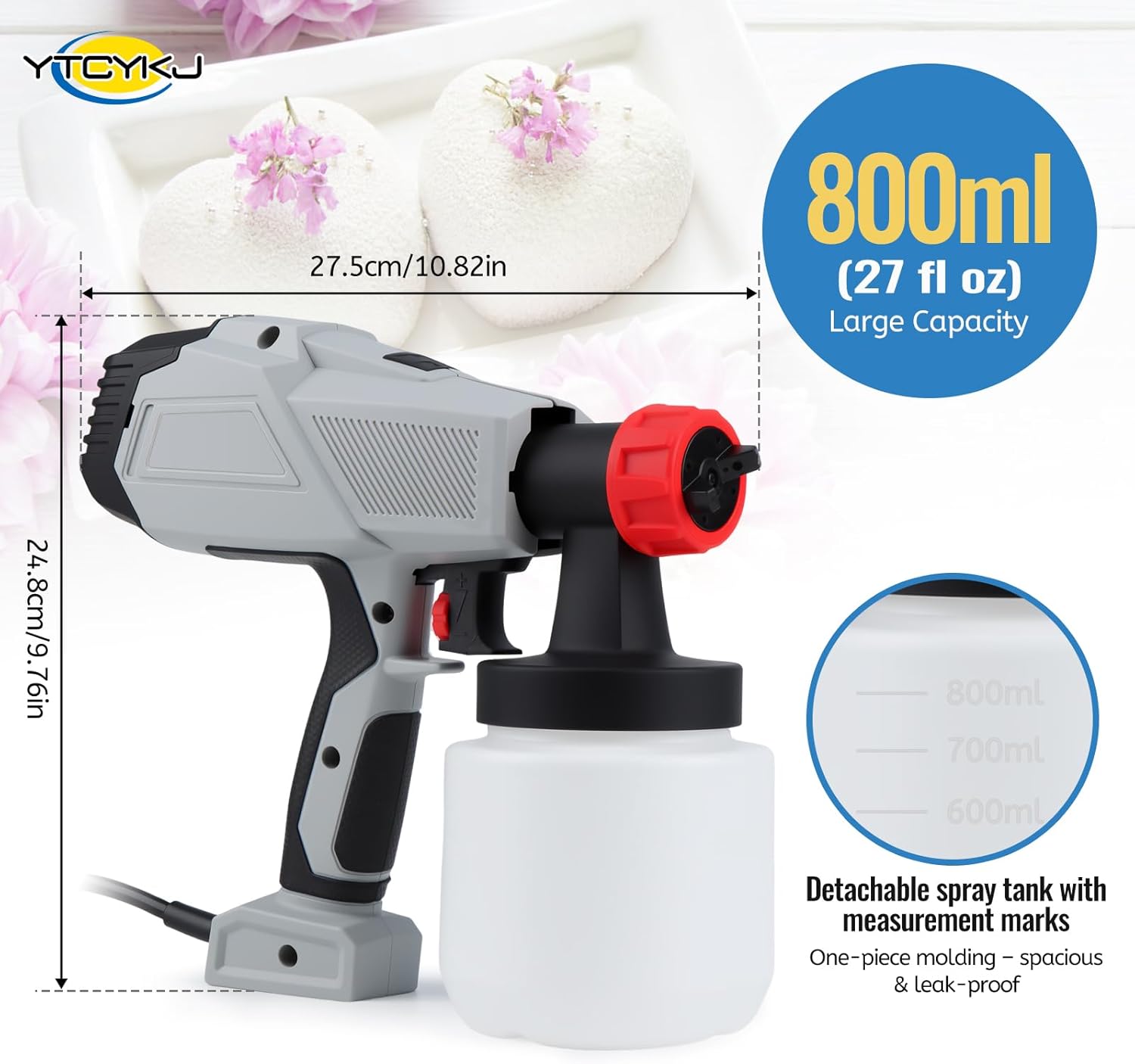Chocolate Spray Gun 500W - Spray Gun for Cakes-Cake Decorating Kit with 3 Pure Copper Nozzle(1.3mm+1.8mm+2.6mm),Chocolate Decoration for Bakery/Home Baking
