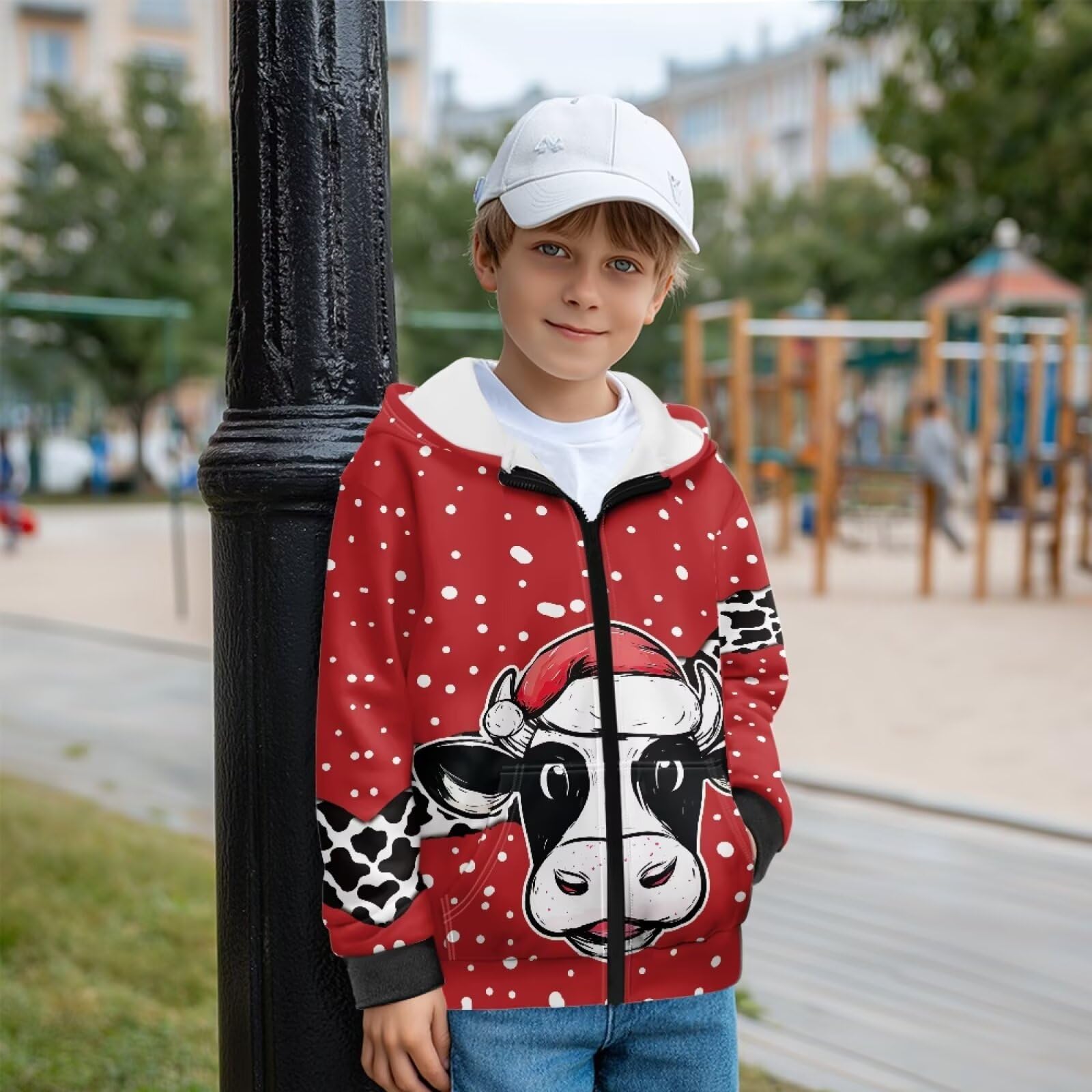 Xoenoiee Sudadera con capucha para niñas y niños, con cremallera, para adolescentes, casual, de manga larga, forro de terciopelo