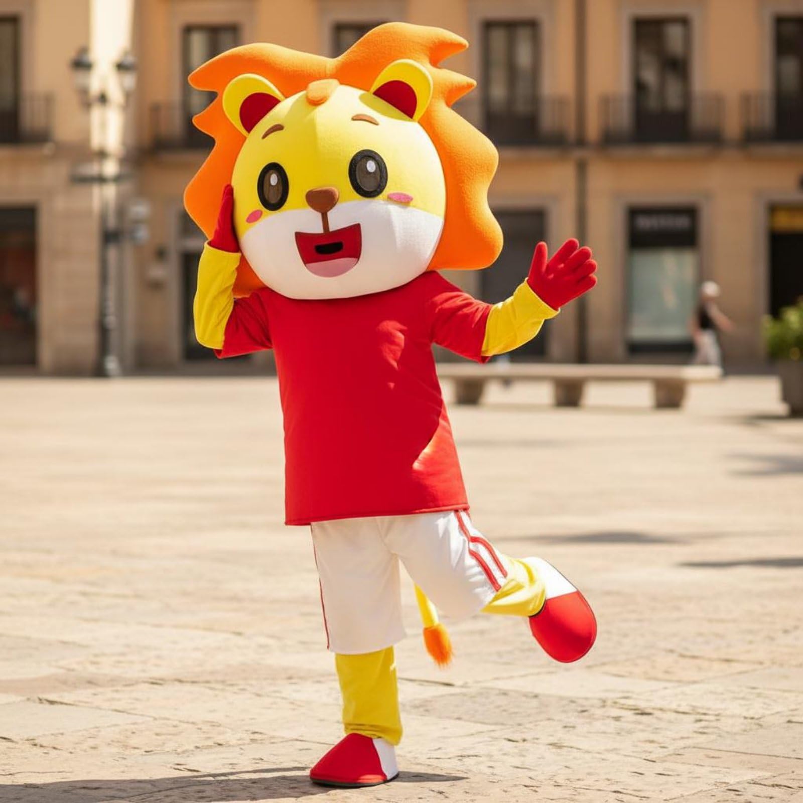 TISHITA Costume Lion Mascotte Déguisement Combinaison Tenue avec Tête Style Amical Ensemble Complet Convient aux Anniversaires Enfants Kermesses Fêtes Locales, 175-185cm, Lion B