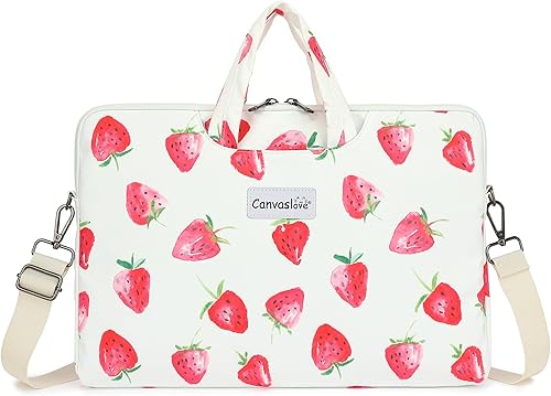 Miniatura 15 de Canvaslove - Bolsa de hombro impermeable con funda para MacBook Pro de 16 pulgadas y laptop de 15 a 15.6 pulgadas (rosa blanca de 15 pulgadas) ‎Rosa
