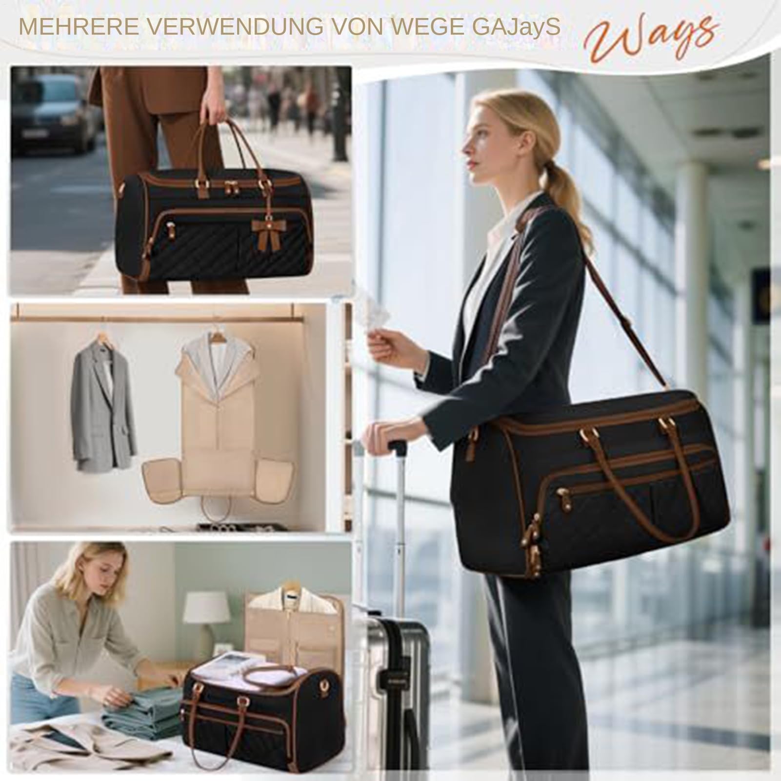 Borsa Per Abiti Da Viaggio Sacca Pieghevole Per Abiti Da Bagaglio | Borsa Per Abiti Da Viaggio E Weekend Per Vestiti E Abiti E Scarpe E Business E Matrimonio E Pernottamento E Uomini E Donne E