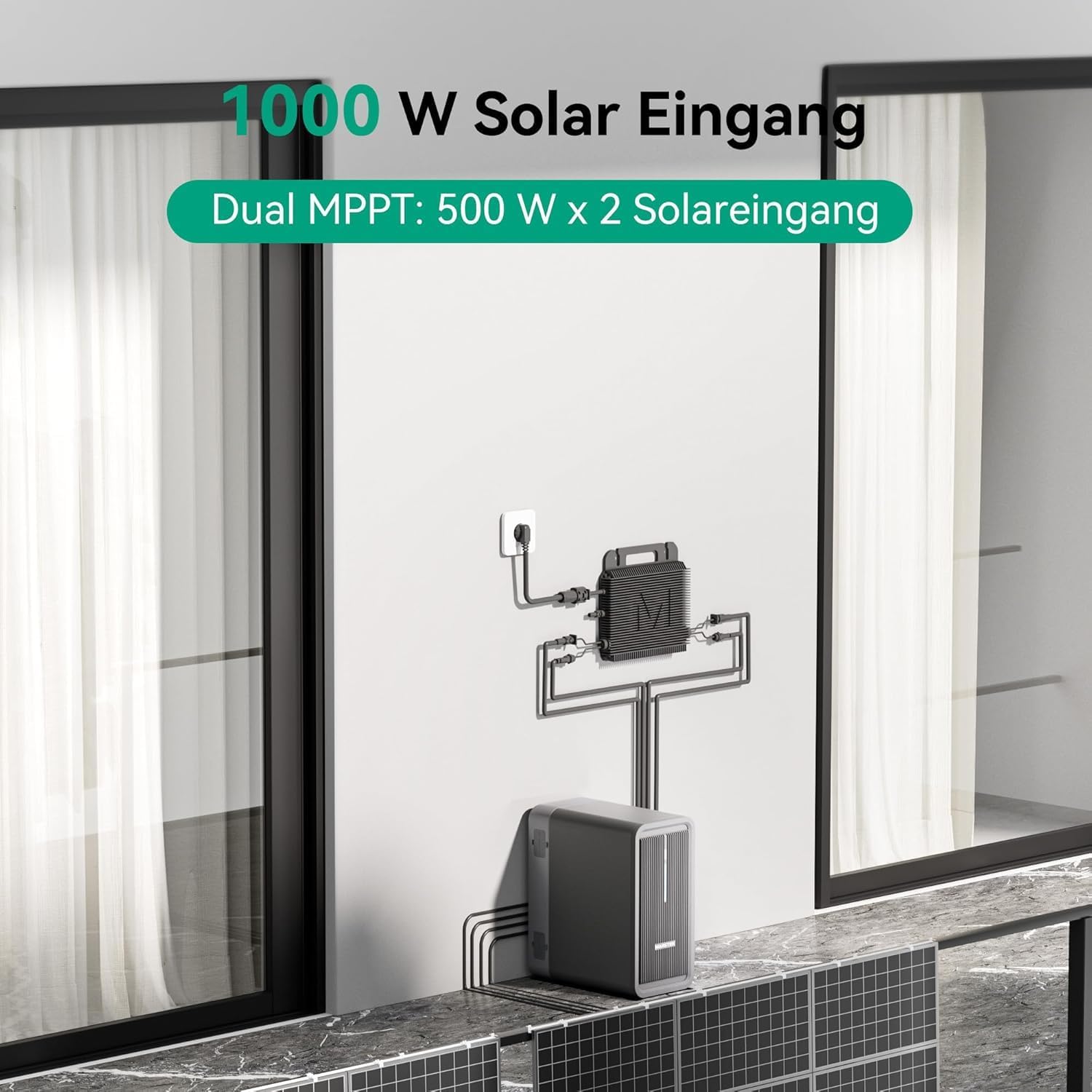 Marstek B2500 Speicher 2240Wh für Balkonkraftwerke, LiFePO4 Akku 6000 Ladezyklen, Erweiterbar, Einfache Installation, IP65 wasserdicht & staubfest (B2500D)