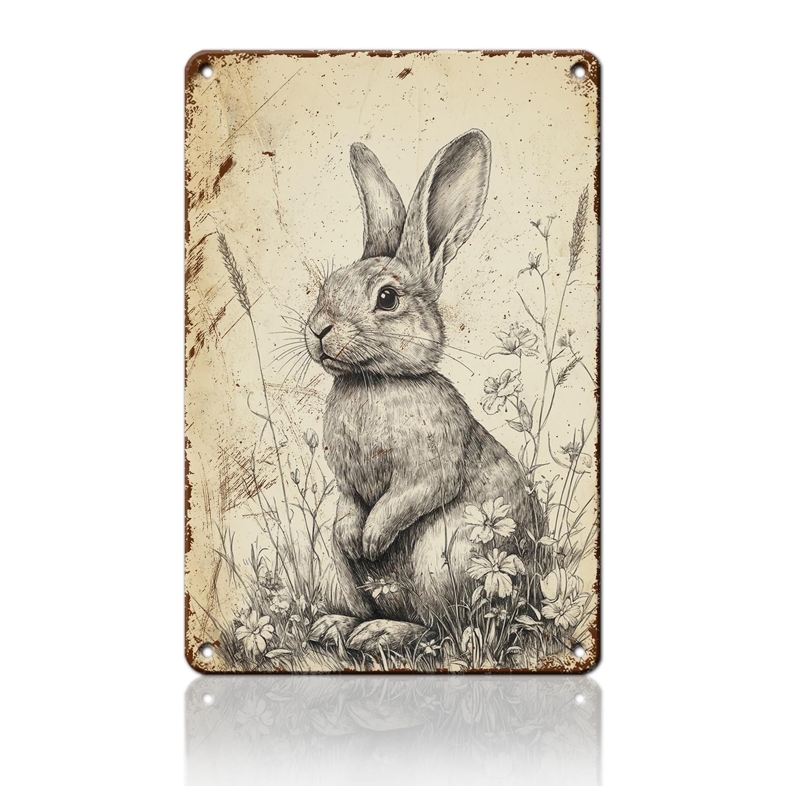 Anceky Rabbit Sign Funny Metal Tin Sign Wall Decor for Home Bar Cafe Kitchen Garage 12×16 Inch