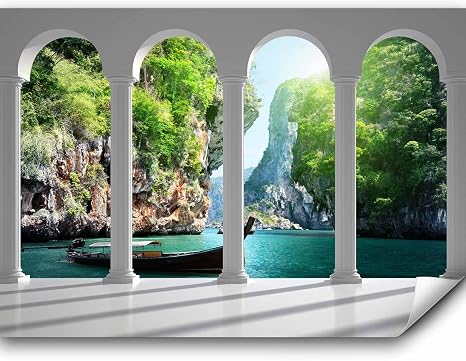 Papier Peint Panoramique Paysage Mer Ciel 300x210 Cm - Illusion Architecture Moderne