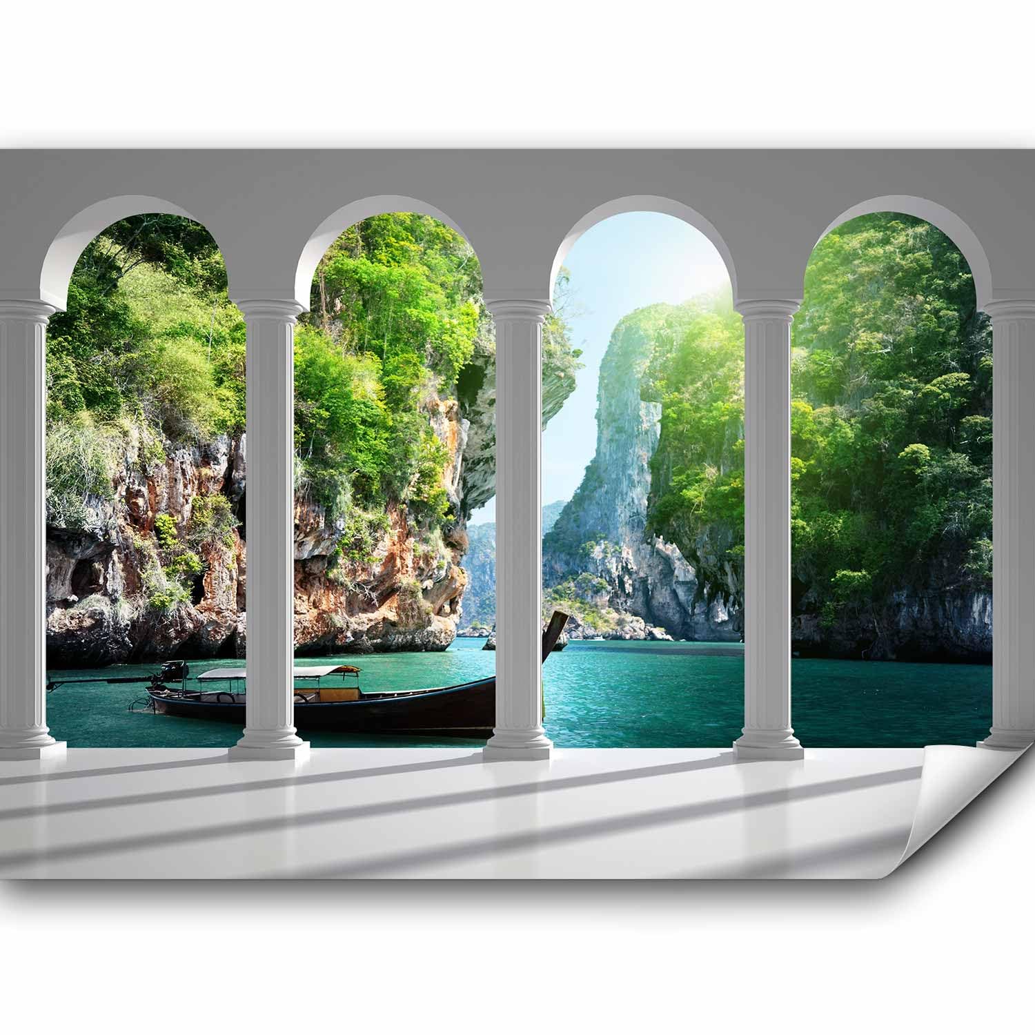 Papier peint panoramique adhésif paysage pour rénover un mur abîmé sans colle ni outils complexes