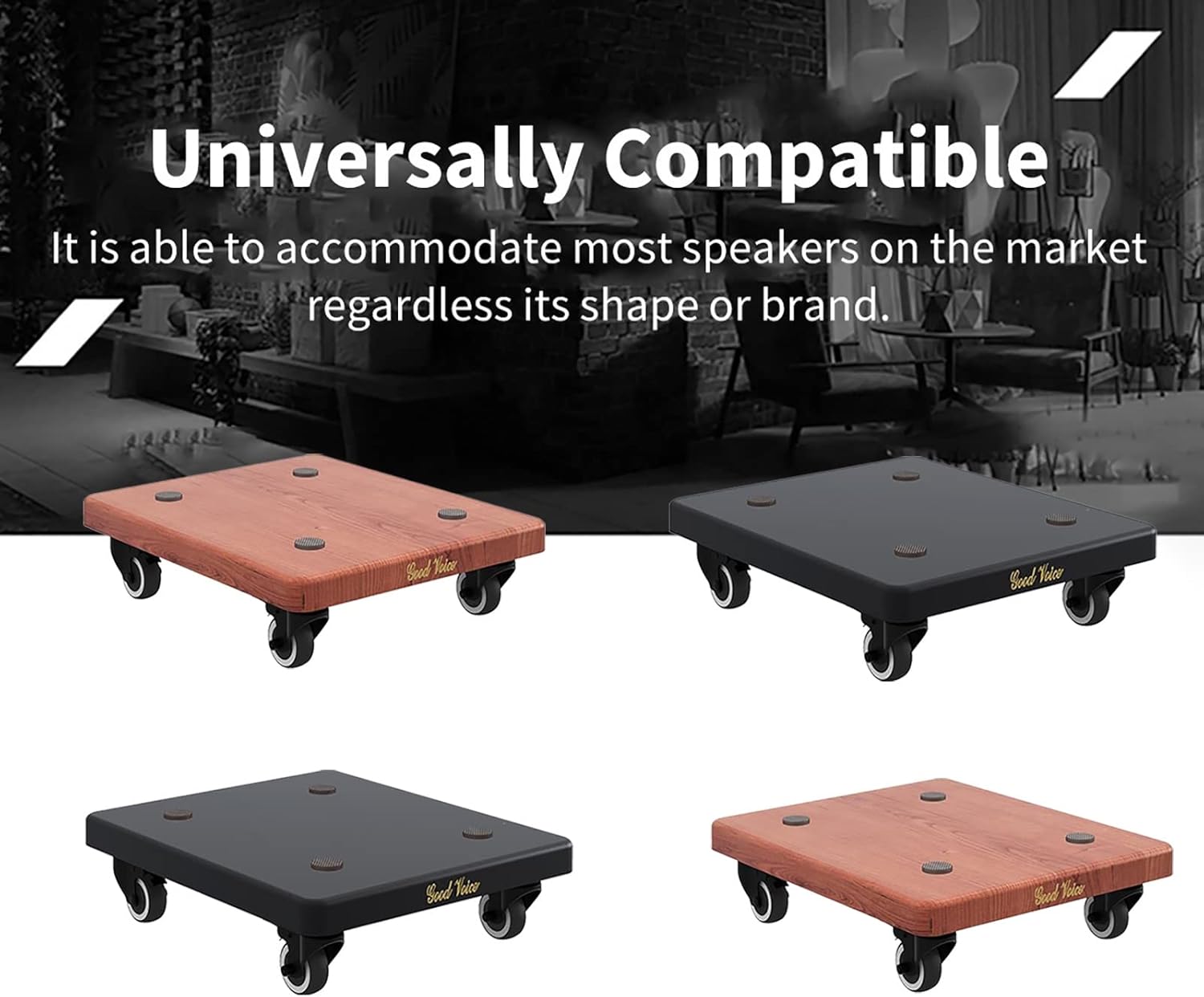 Speaker Stand Speaker Stand Pair with Lockable Wheels, Small Speaker Holders for Subwoofer/ Surround Speakers/ Commercial/ Home/ Theater, Easy Mobility ( Color : Brown , Size : 35cm/14in x 35cm/14in )