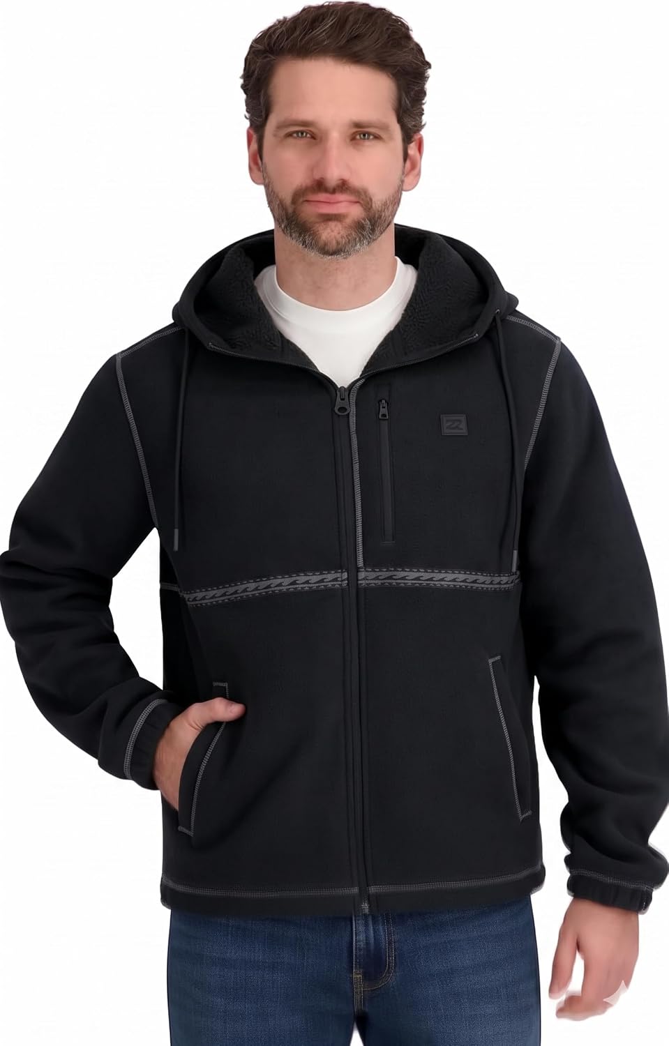 Billabong Men's Sherpa Bonded Polar Fleece Hoodie Jacket