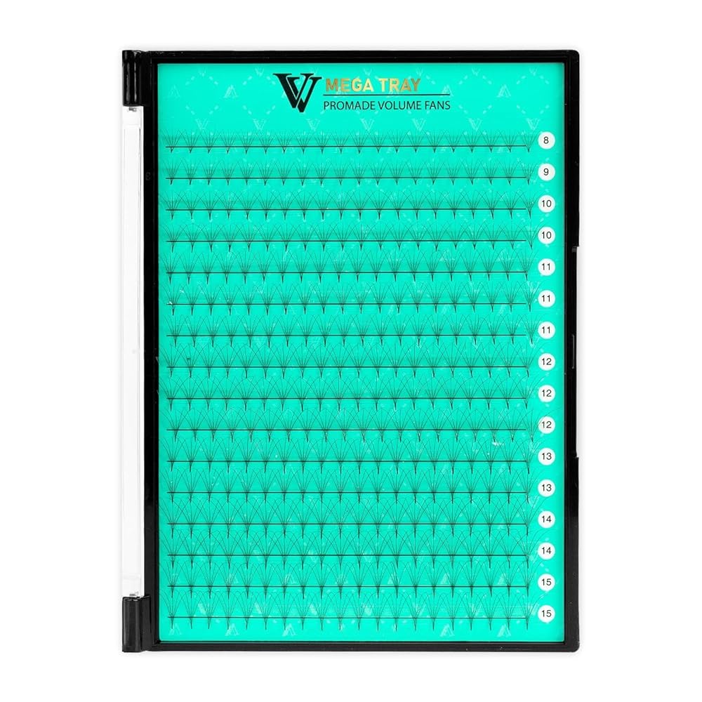 VAVALASH Premade Fans Eyelash Extensions 320 Fans 5D 6D 8D 10D 12D 0.05 0.07 Thickness C/D Curl Middle Stem Pointy Base Premade Fans Russian Volume Lash Extensions (320 Fans-5D-0.07-D-8-15mm)