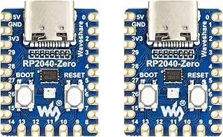 Waveshare RP2040-Zero High-Performance Pico-Like MCU Board Based On Raspberry Pi Microcontroller RP2040 Castellated Module Allows Soldering Direct to Carrier Boards-2pcs