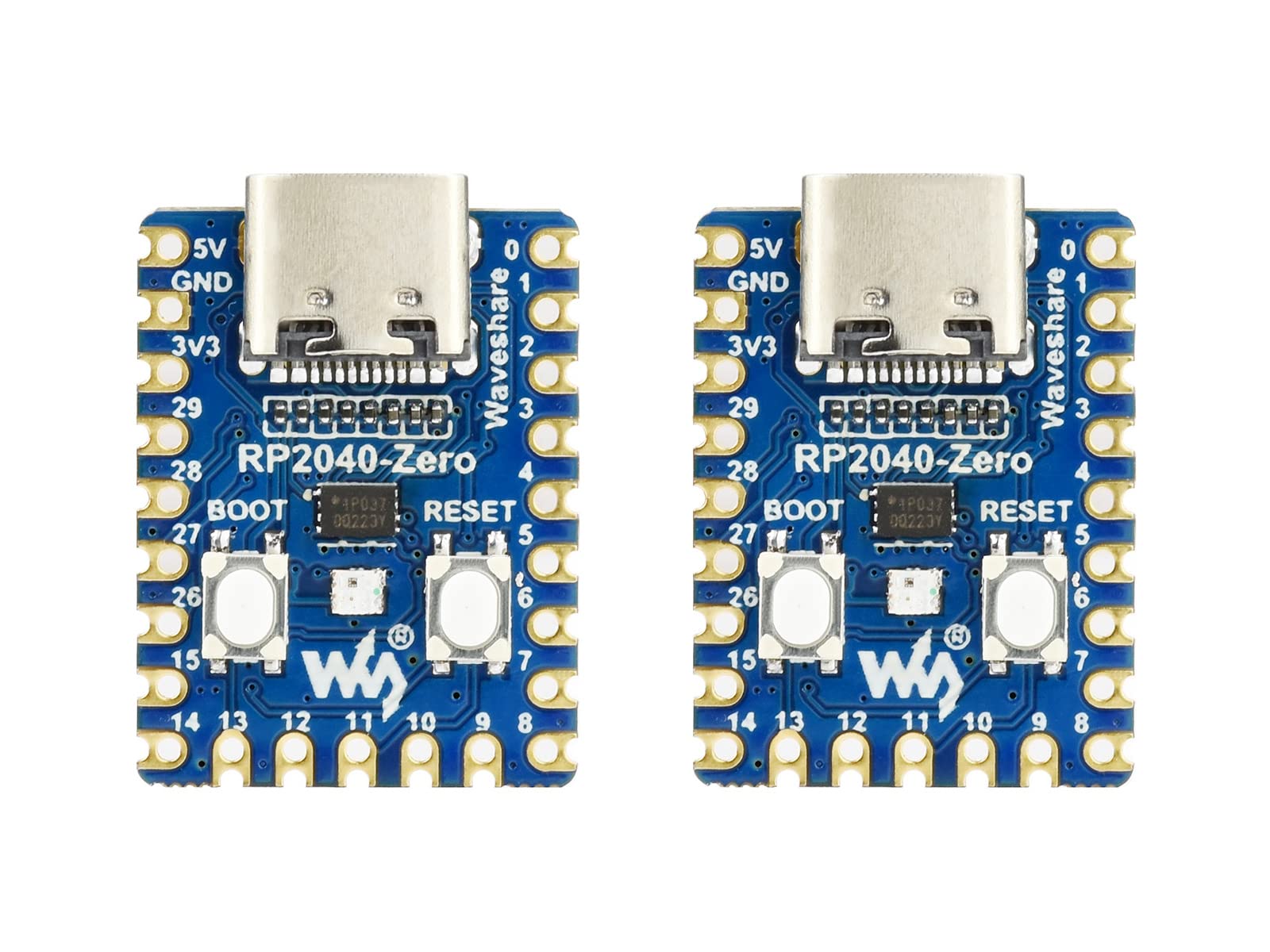 WaveshareRP2040-Zero High-Performance Pico-Like MCU Board Based On Raspberry Pi Microcontroller RP2040 Castellated Module Allows Soldering Direct to Carrier Boards-2pcs