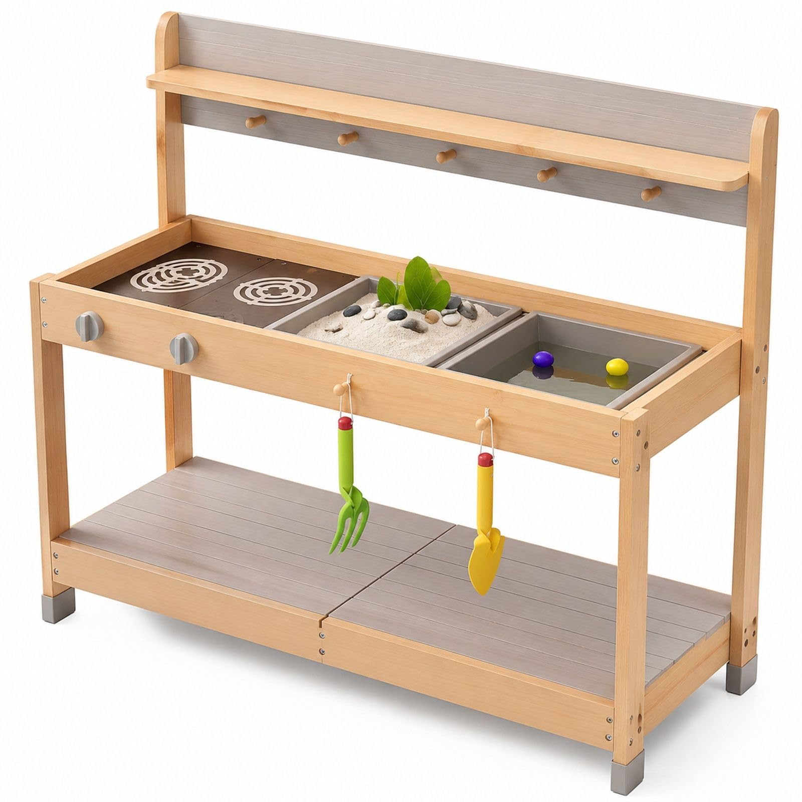 Matschküche aus Holz mit Spüle, Outdoor-Spielküche