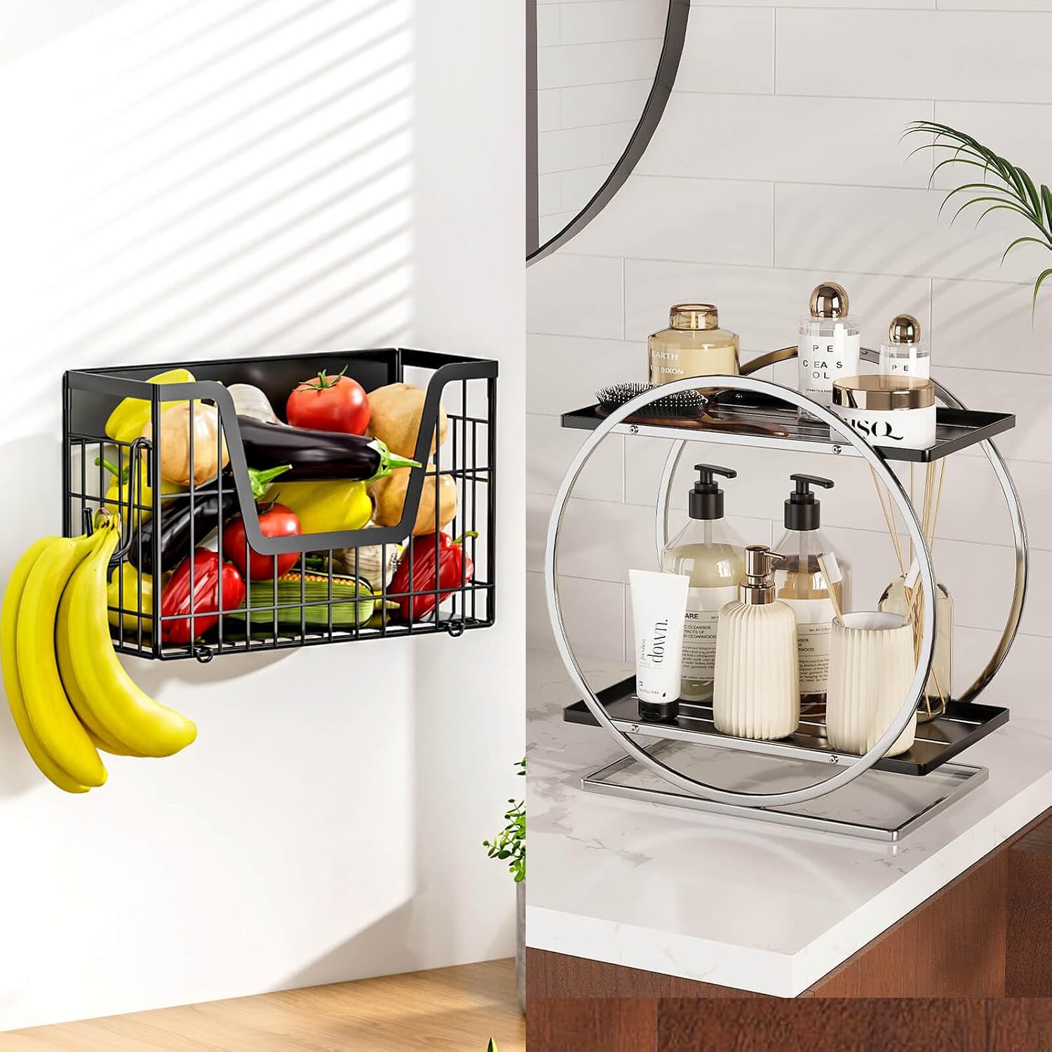 Perfume Organizer for Dresser and 1 Set Magnetic Shelf for Fridge