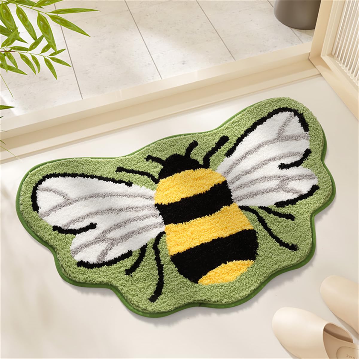 Ankah Shower Rug Bath Mat Forest Series Cartoon Design Bathroom Rug, Fluffy, Soft, Non-Slip, Durable, Absorbent Bath Rug, Irregular Plant Shaped Door