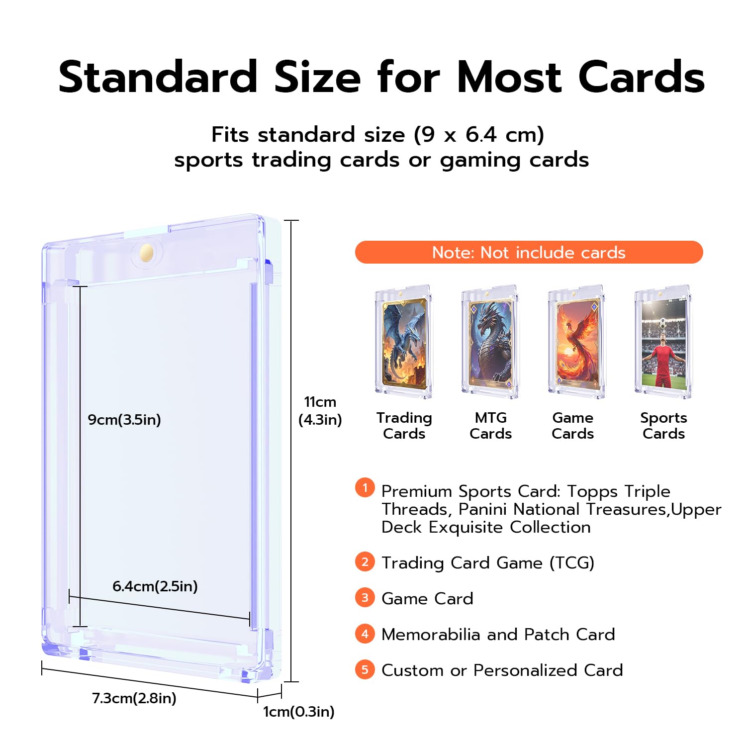 Tolesum 10 Pack Magnetic Trading Card Sleeves 130PT UV Protection Hard Plastic Clear for Yugioh, Magic, MTG, Card Collection Office Products