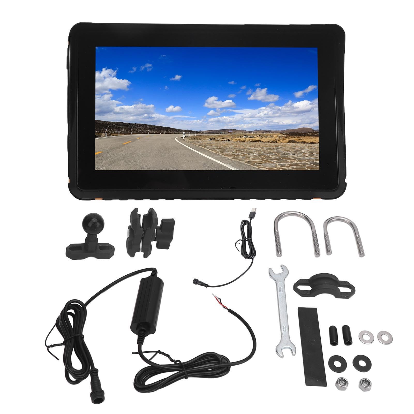 Motorcycle GPS Navigation, 7in HD IPS CarPlay Airplay ＆ Android Auto, IPX7 Waterproof GPS Navigation Bluetooth Wireless Control, Ideal for Motorcycle Motorbike