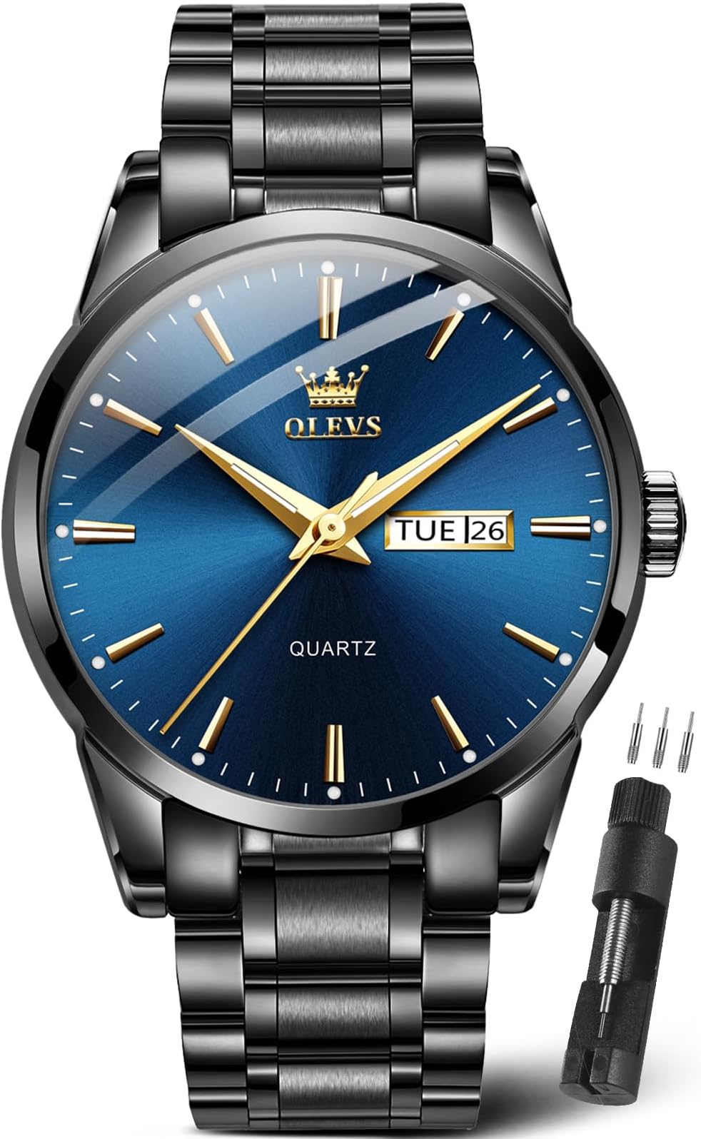 Men's Casual Fashion Waterproof Gold Stainless Steel Band Quartz Gold Watches Gifts for Men