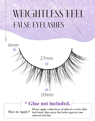 Miniatura 5 de Pestañas naturales Pestañas naturales Pestañas cortas Pestañas postizas de aspecto natural Pestañas postizas Pestañas de ojo Wispy Pestañas 0.394 in