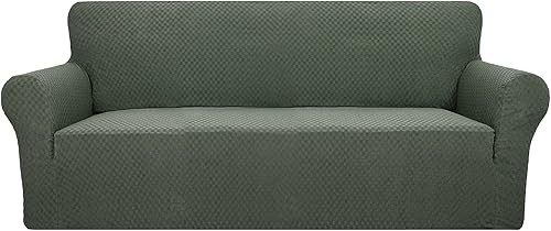 YEMYHOM - Funda elástica protectora con diseño jacquard para sofá de 3 cojines, antideslizante, a prueba de mascotas, perros y gatos (sofá, verde