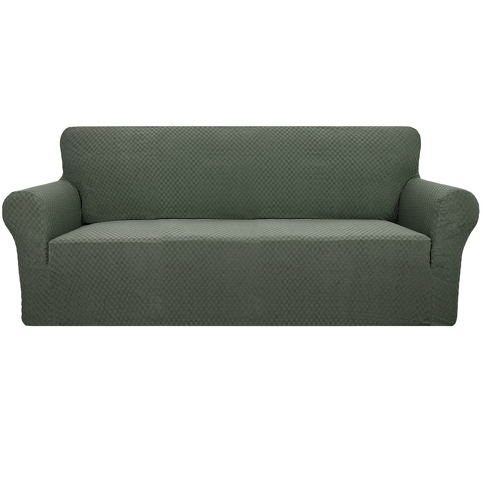 YEMYHOM Couch Cover Latest Jacquard Design High Stretch Sofa Covers for 3 Cushion Couch, Pet Dog Cat Proof Slipcover Non Slip Magic Elastic Furniture Protector (Large, Army Green)