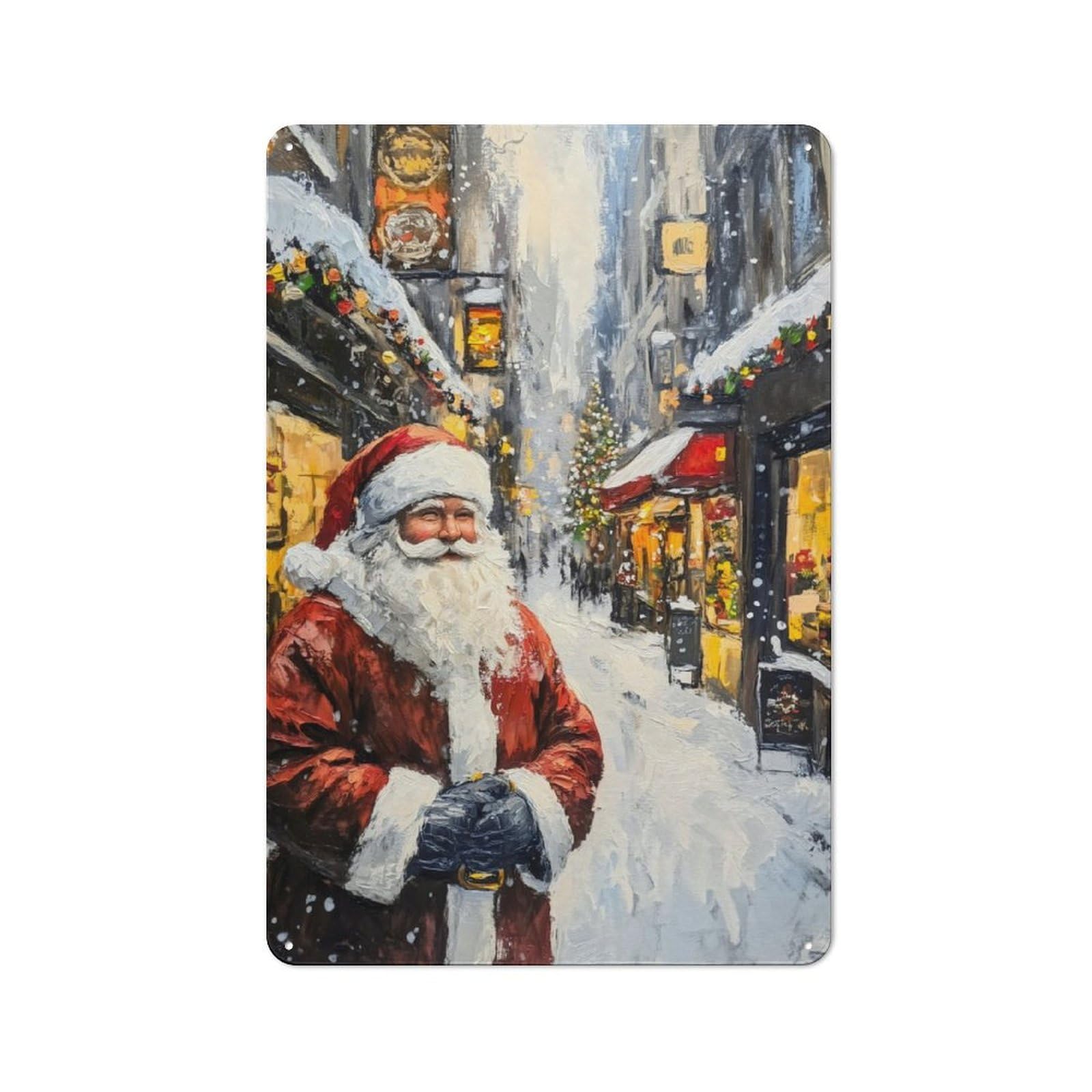 Junmoney Santa Claus Is Coming To Town Rustic Tin Wall Plaque 30X20cm For Home Bar Wall, For Vintage Wall Decor Fans, For Living Room And Hallway Decor