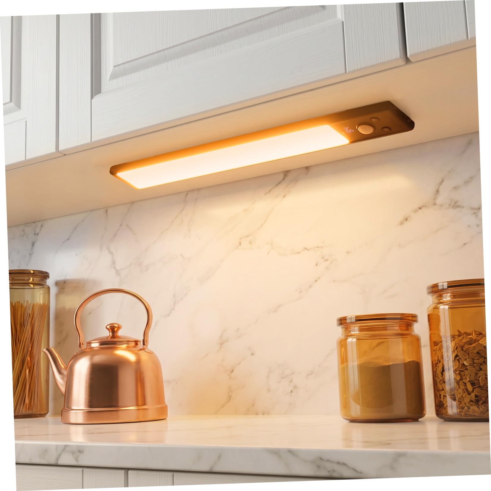HEMOTON 4 Piezas Luces LED Debajo del Gabinete Sensor de Movimiento, Recargables, Diseño Compacto en Negro, Material de Aleación de Aluminio y Plástico, Ideales para Escaleras y