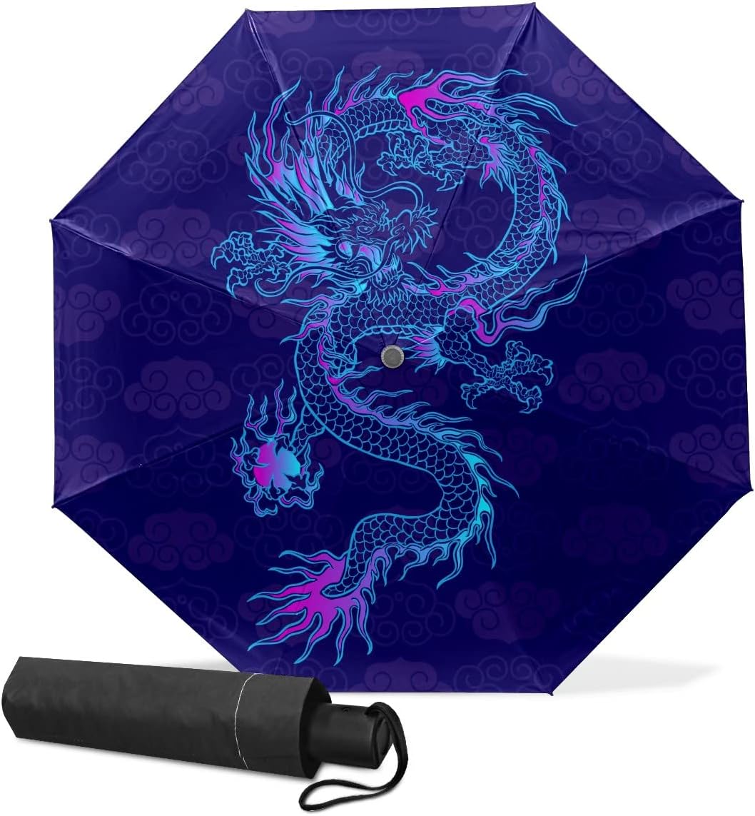 Compact Travel Umbrella Boho Mushroom Vintage Floral Small Folding Sun & Rain Umbrellas Windproof Mini Auto Open & Close Portable Umbrella Parasol for Women Men