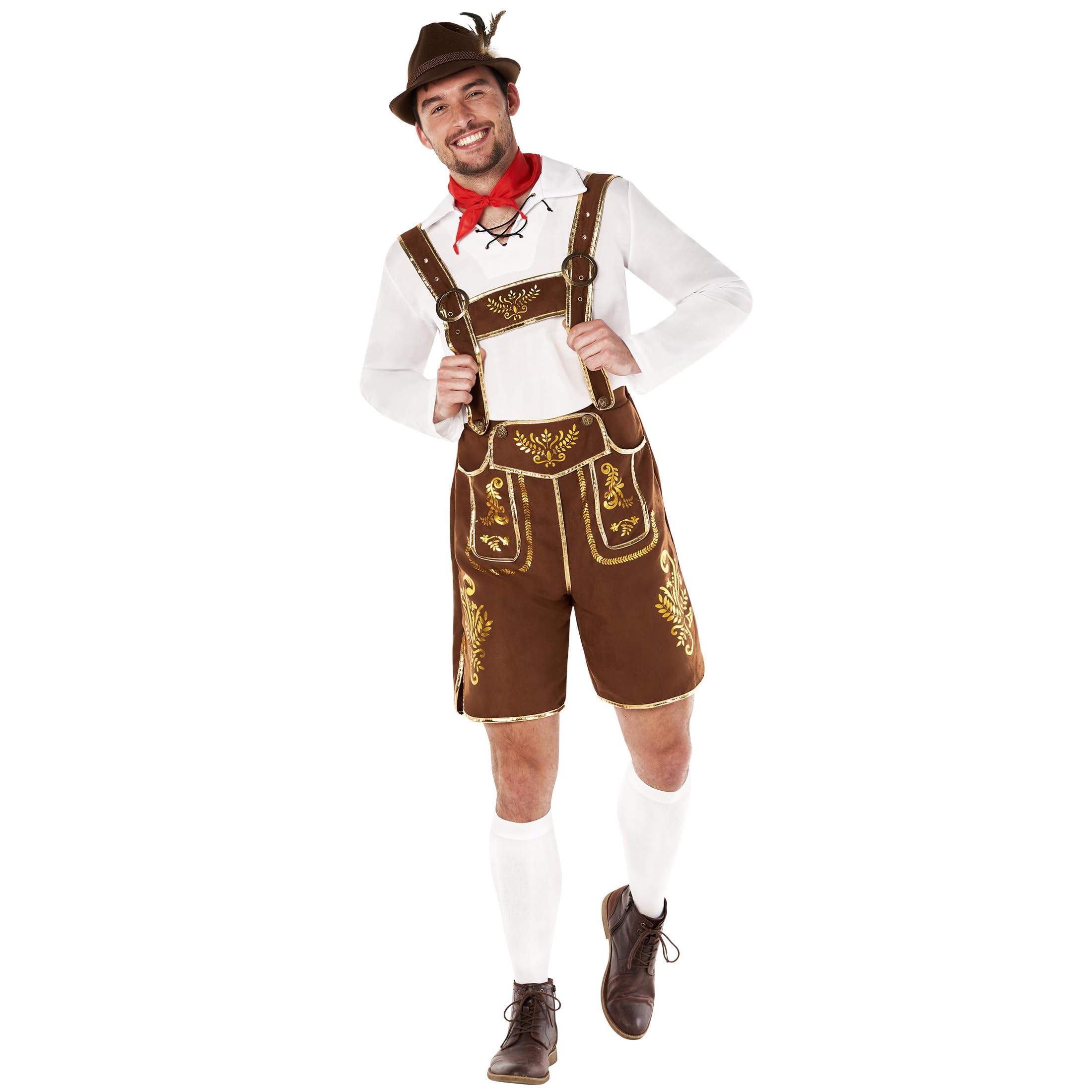 Morph Costume Tirolese Uomo - Vestito Bavarese per Oktoberfest, Abito Tradizionale per Halloween e Feste a Tema.