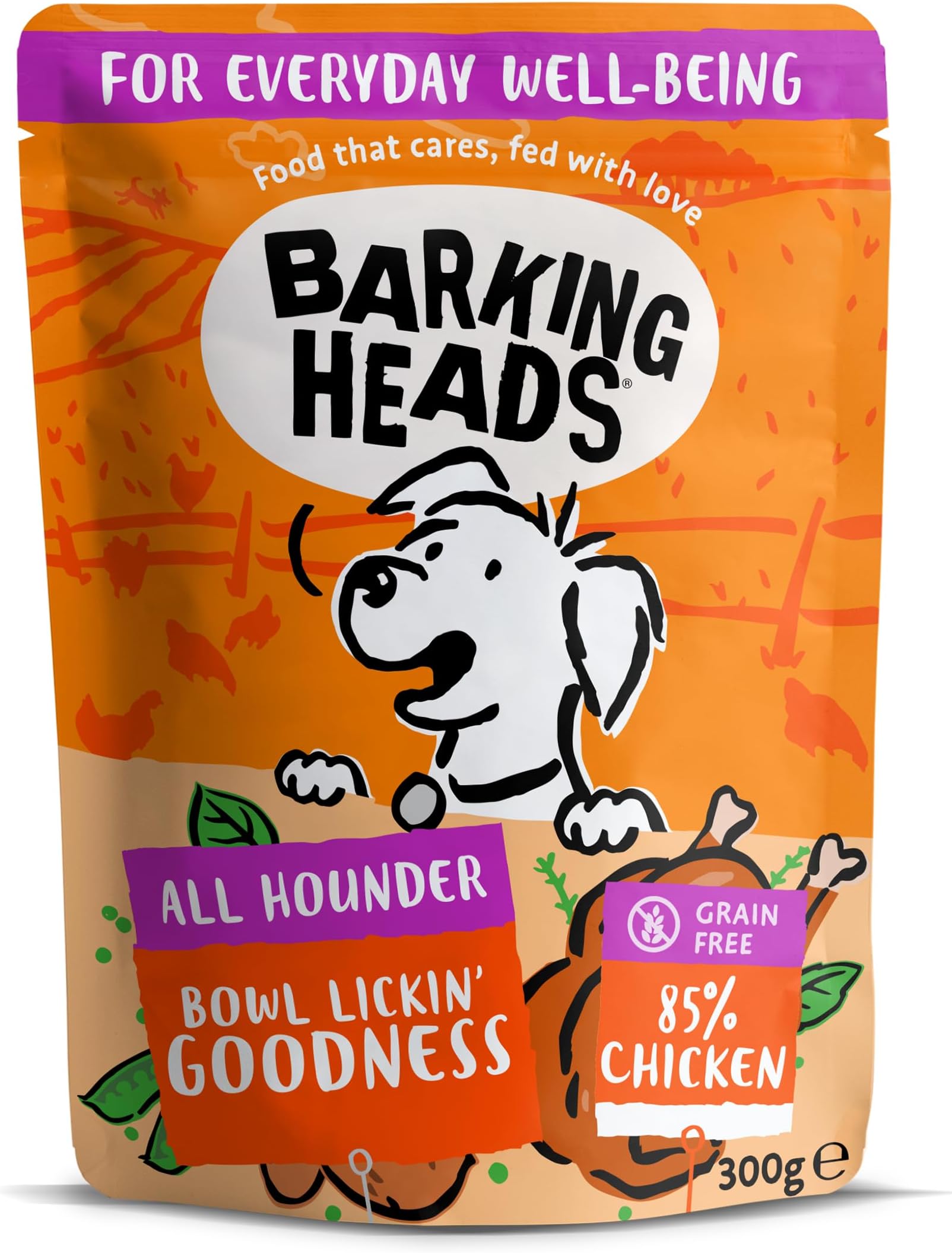 Barking Heads Wet Dog Food - Bowl Lickin' Chicken - No Artificial Flavours - Grain-Free Recipe (10 x 300 g)