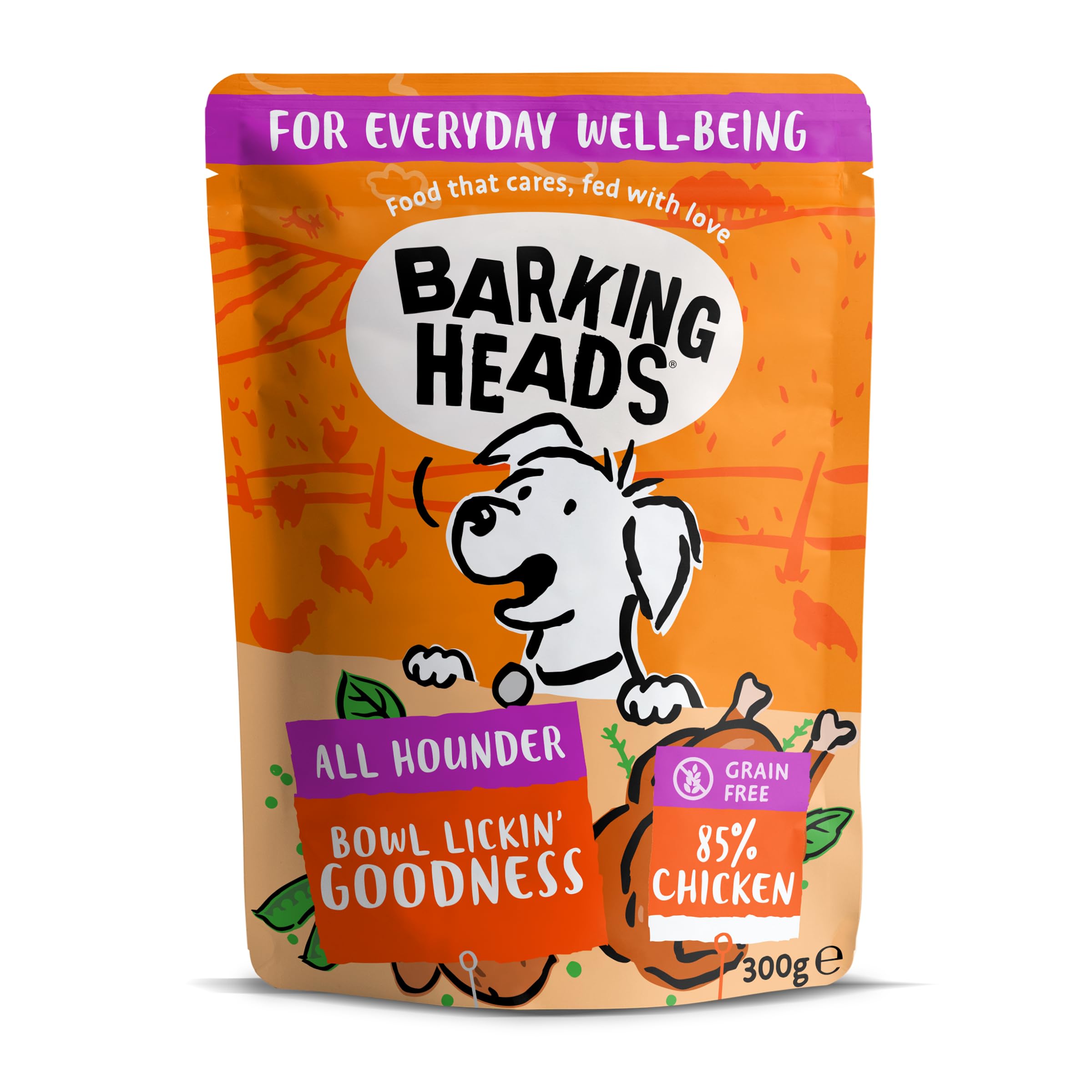 Barking Heads Wet Dog Food - Bowl Lickin' Chicken - No Artificial Flavours - Grain-Free Recipe (10 x 300 g)