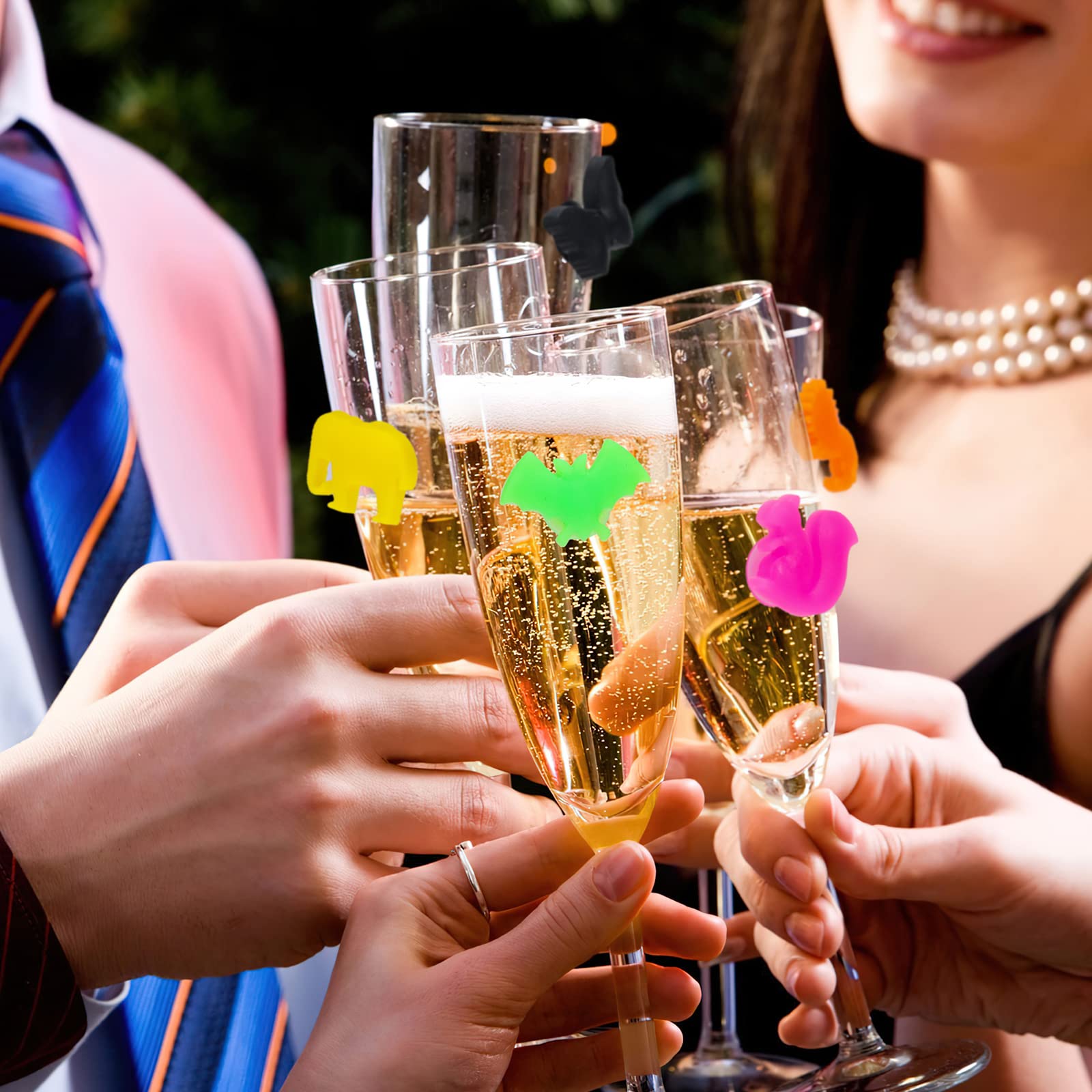 12 Couleurs Animaux Terrestres - Marqueurs De Verres à Vin En Silicone Fun Et Pratiques Pour Fêtes Et Apéros