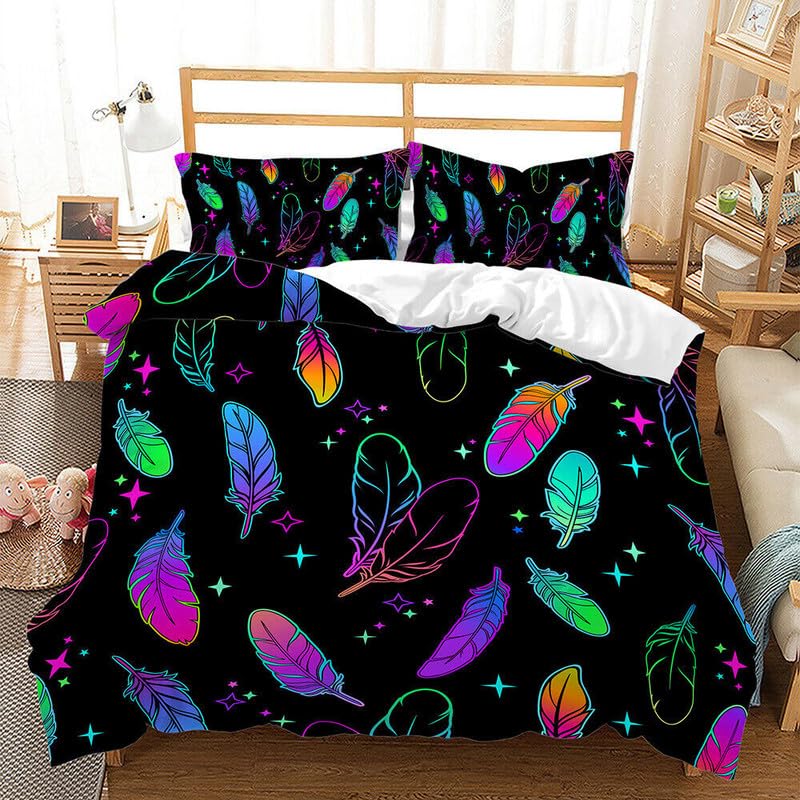 Housse de couette 240 x 260 plumes noires en parure de lit microfibre 110g/㎡